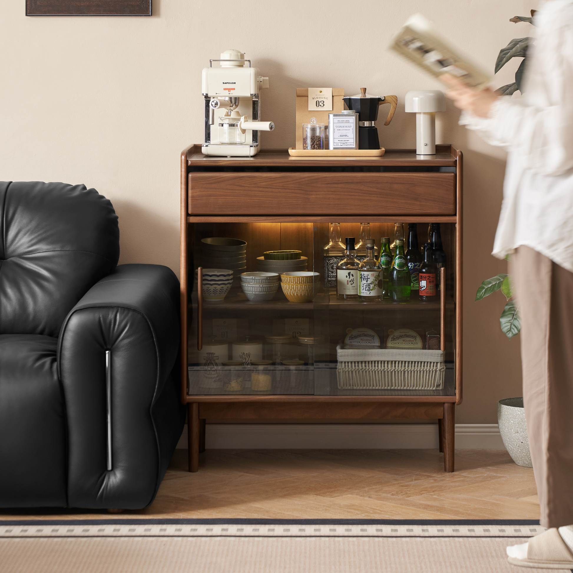 Solidwood Lucca Sideboard, American Black Walnut