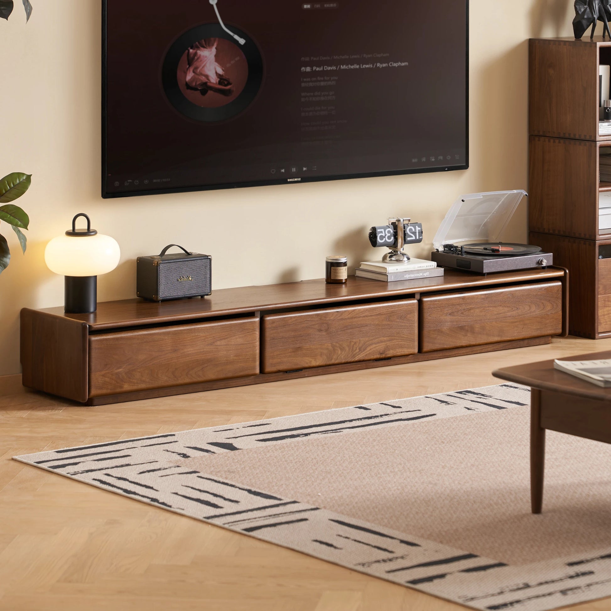 Solidwood Lucca Entertainment Unit, 200cm, American Black Walnut