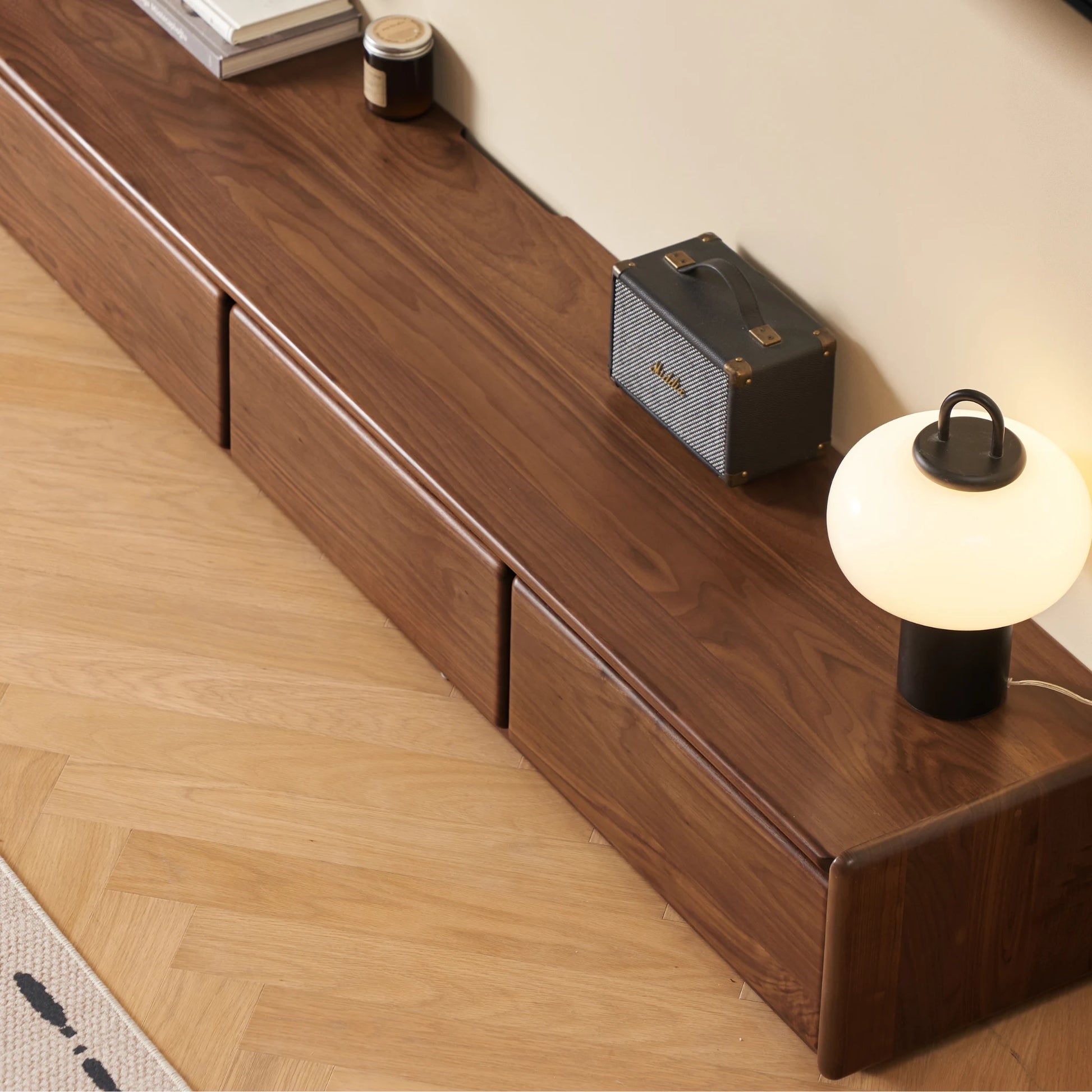 Solidwood Lucca Entertainment Unit, 200cm, American Black Walnut