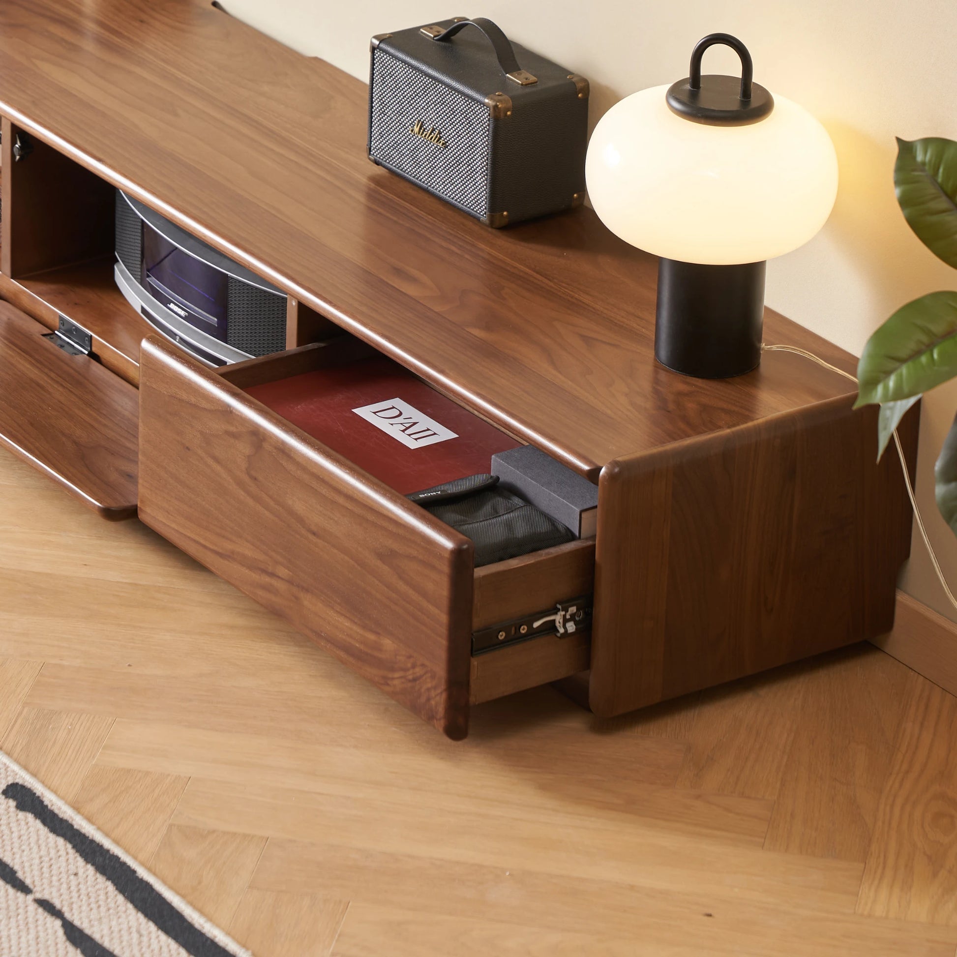 Solidwood Lucca Entertainment Unit, 200cm, American Black Walnut