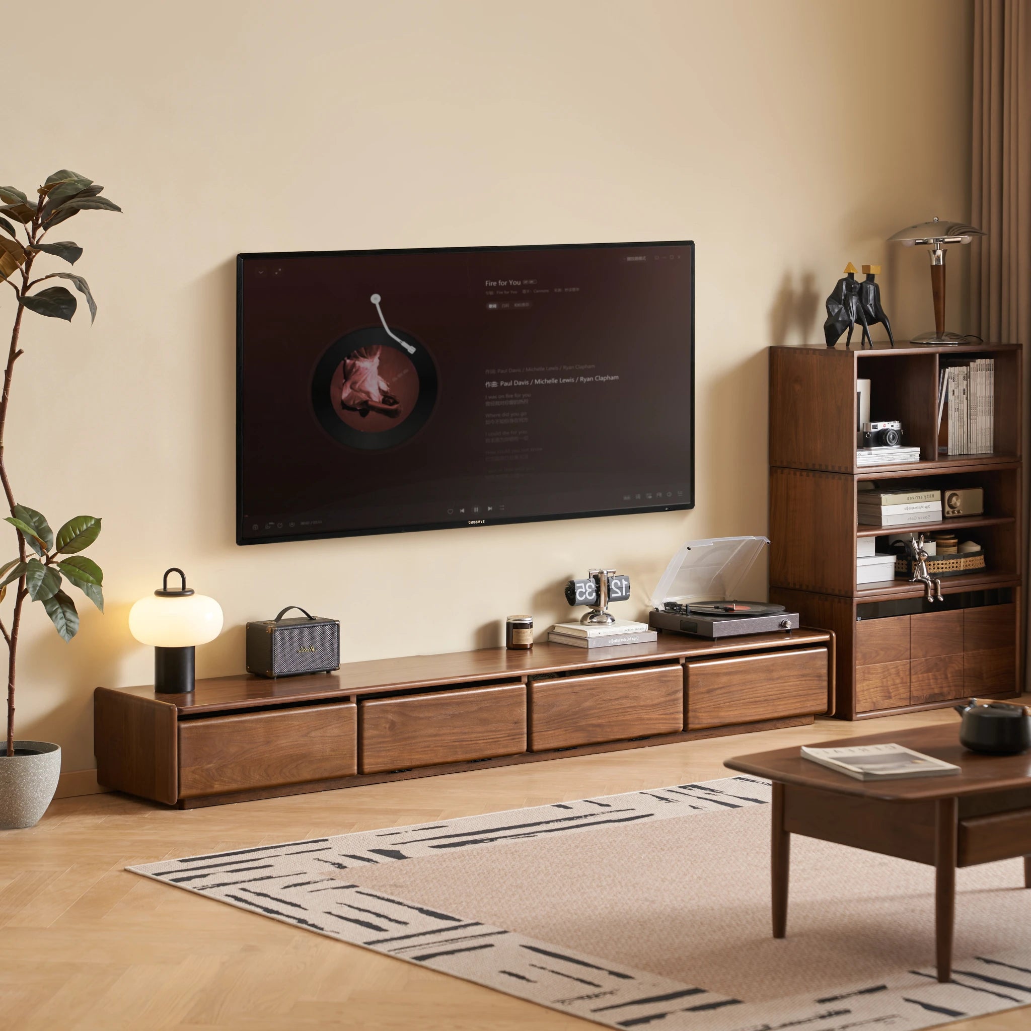 Solidwood Lucca Entertainment Unit, 220cm, American Black Walnut
