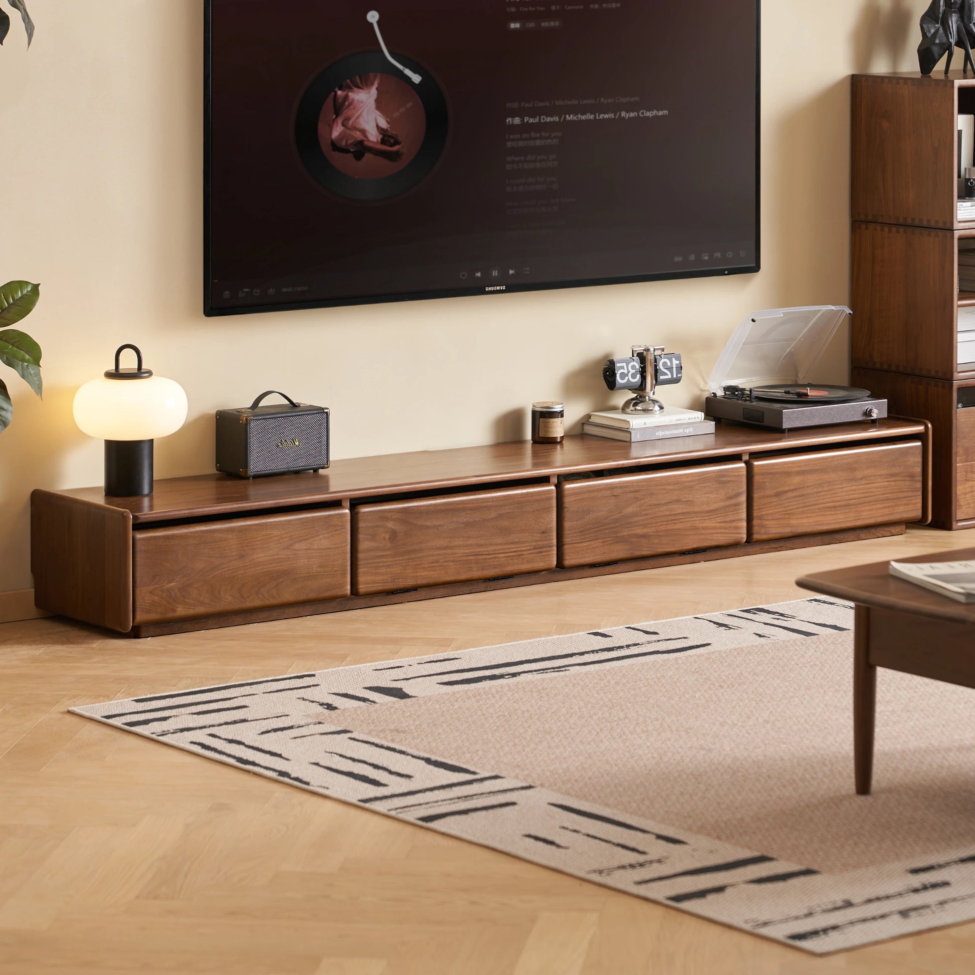 Solidwood Lucca Entertainment Unit, 220cm, American Black Walnut