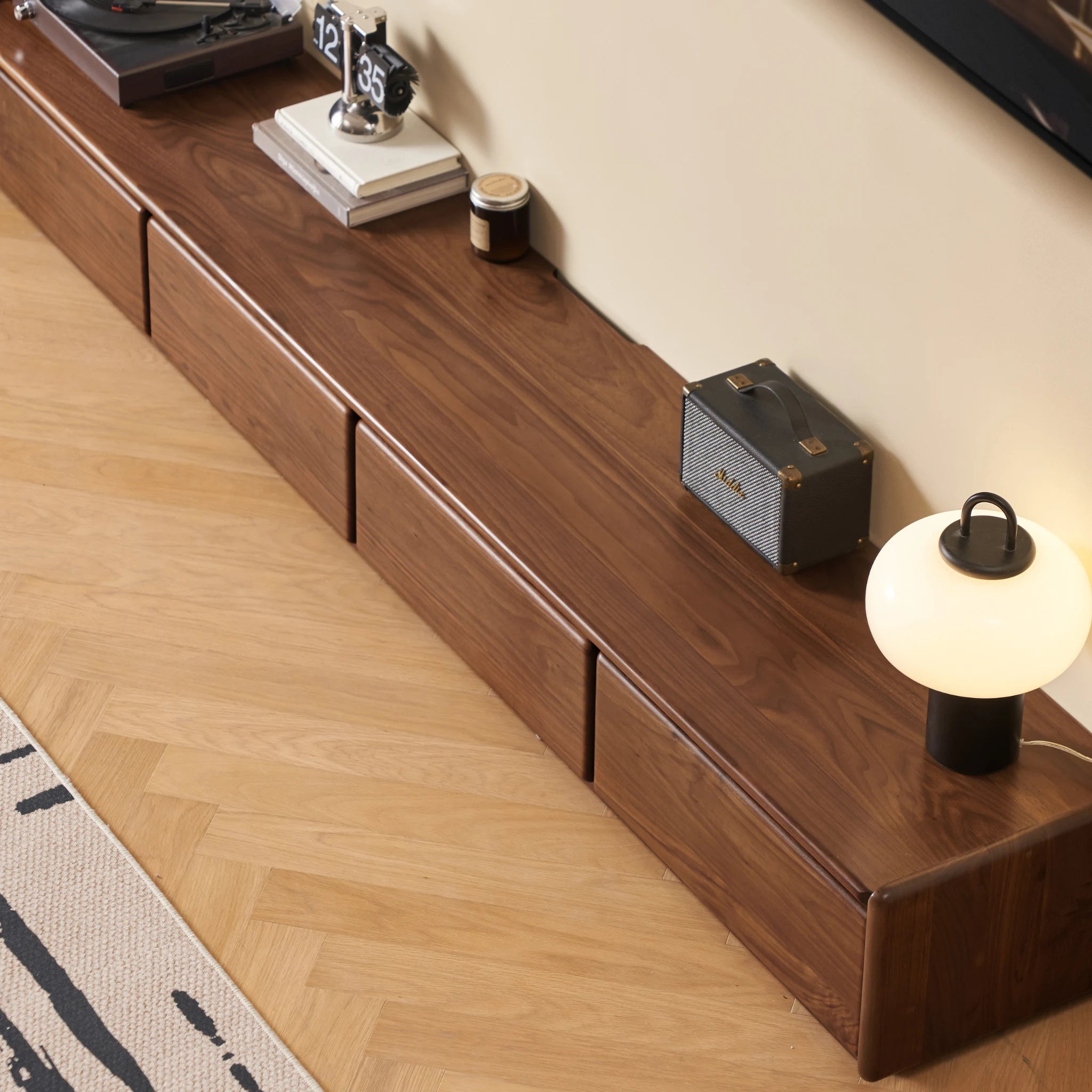 Solidwood Lucca Entertainment Unit, 220cm, American Black Walnut