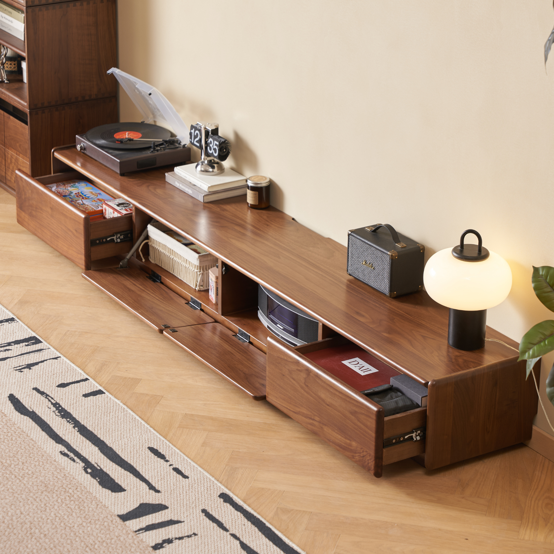 Solidwood Lucca Entertainment Unit, 220cm, American Black Walnut