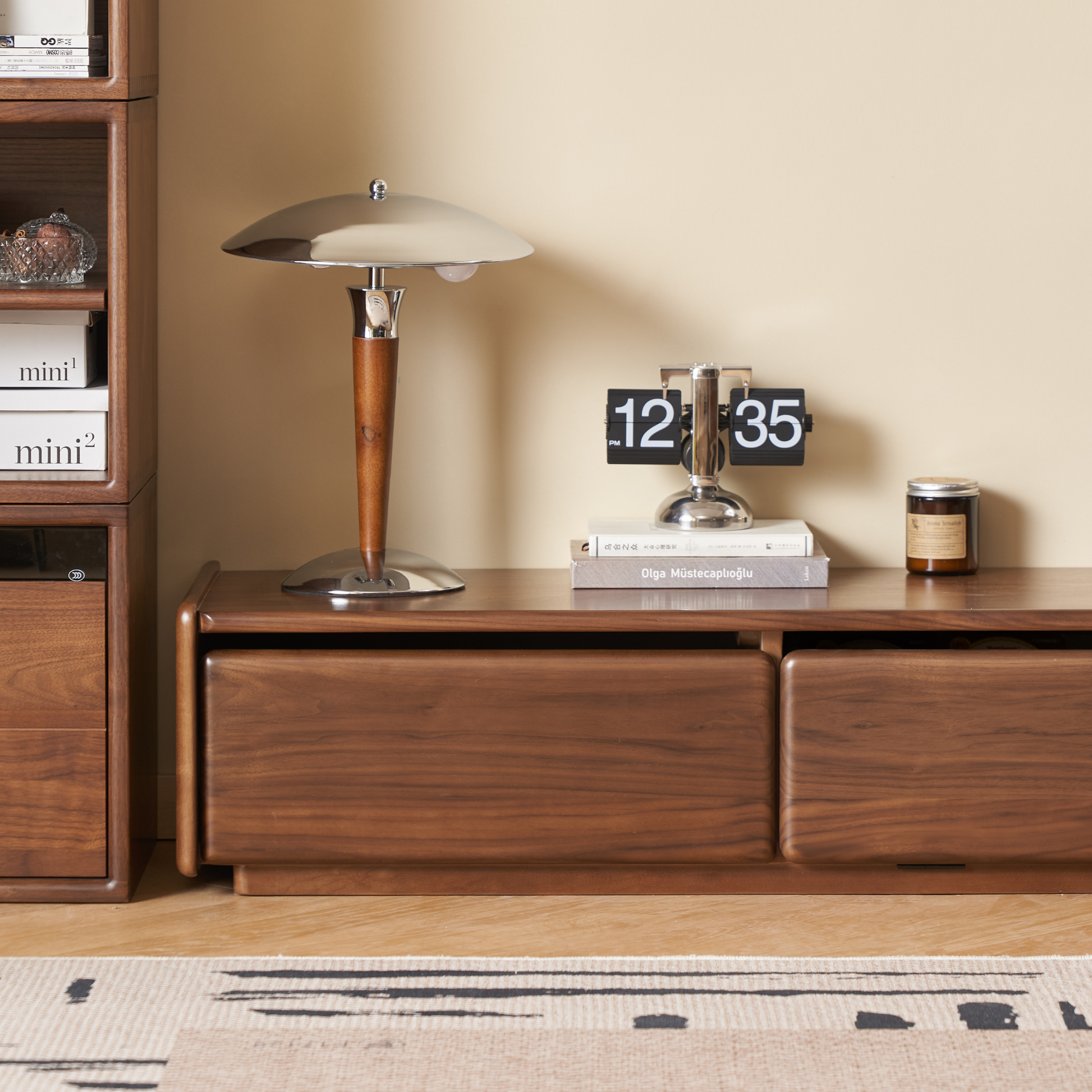 Solidwood Lucca Entertainment Unit, 220cm, American Black Walnut