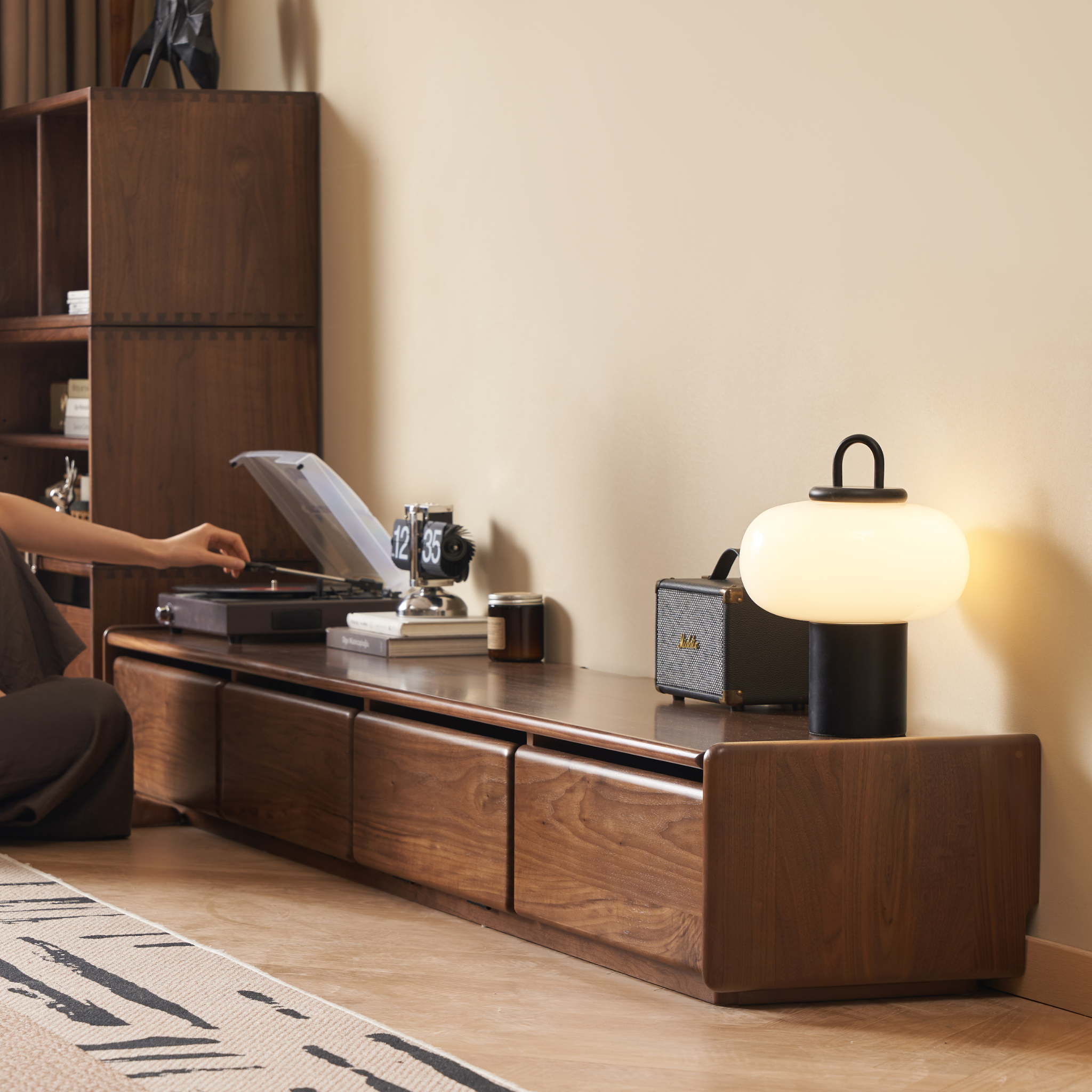 Solidwood Lucca Entertainment Unit, 220cm, American Black Walnut