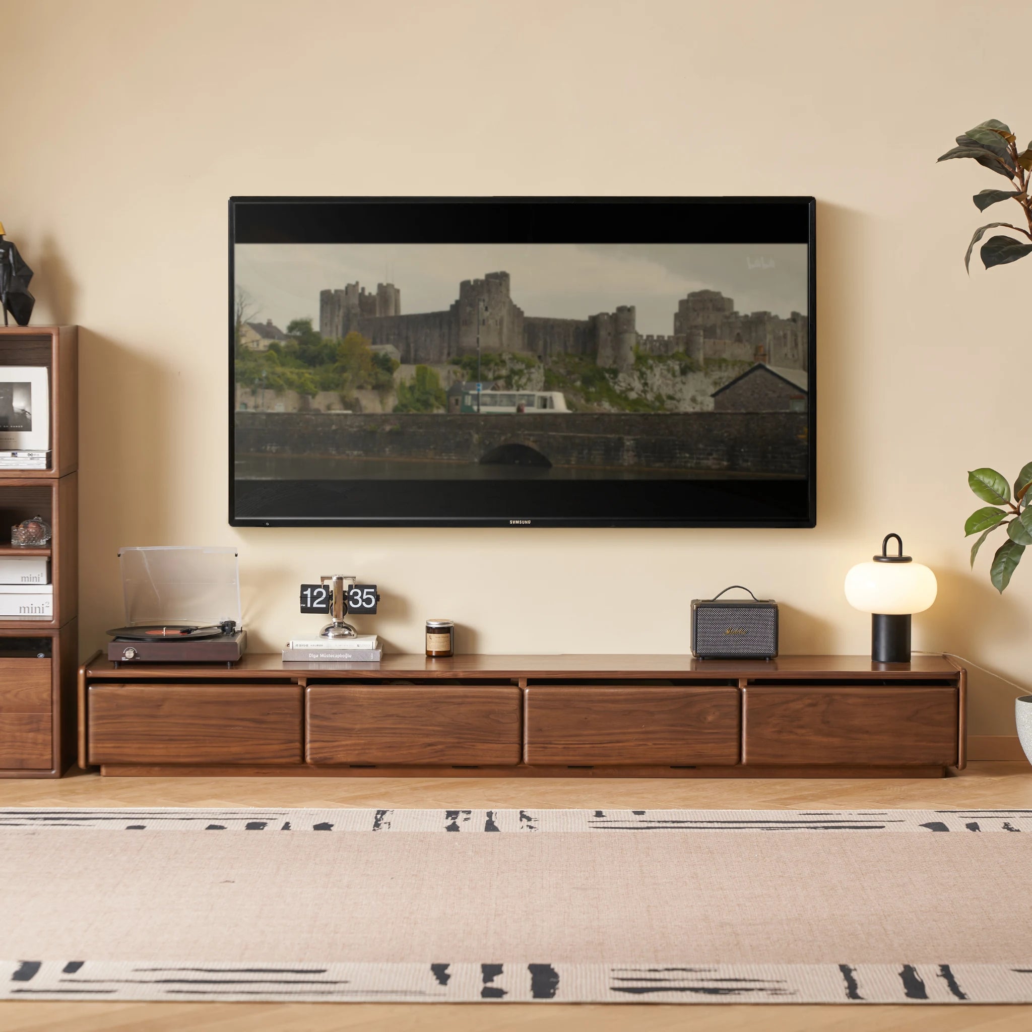 Solidwood Lucca Entertainment Unit, 220cm, American Black Walnut