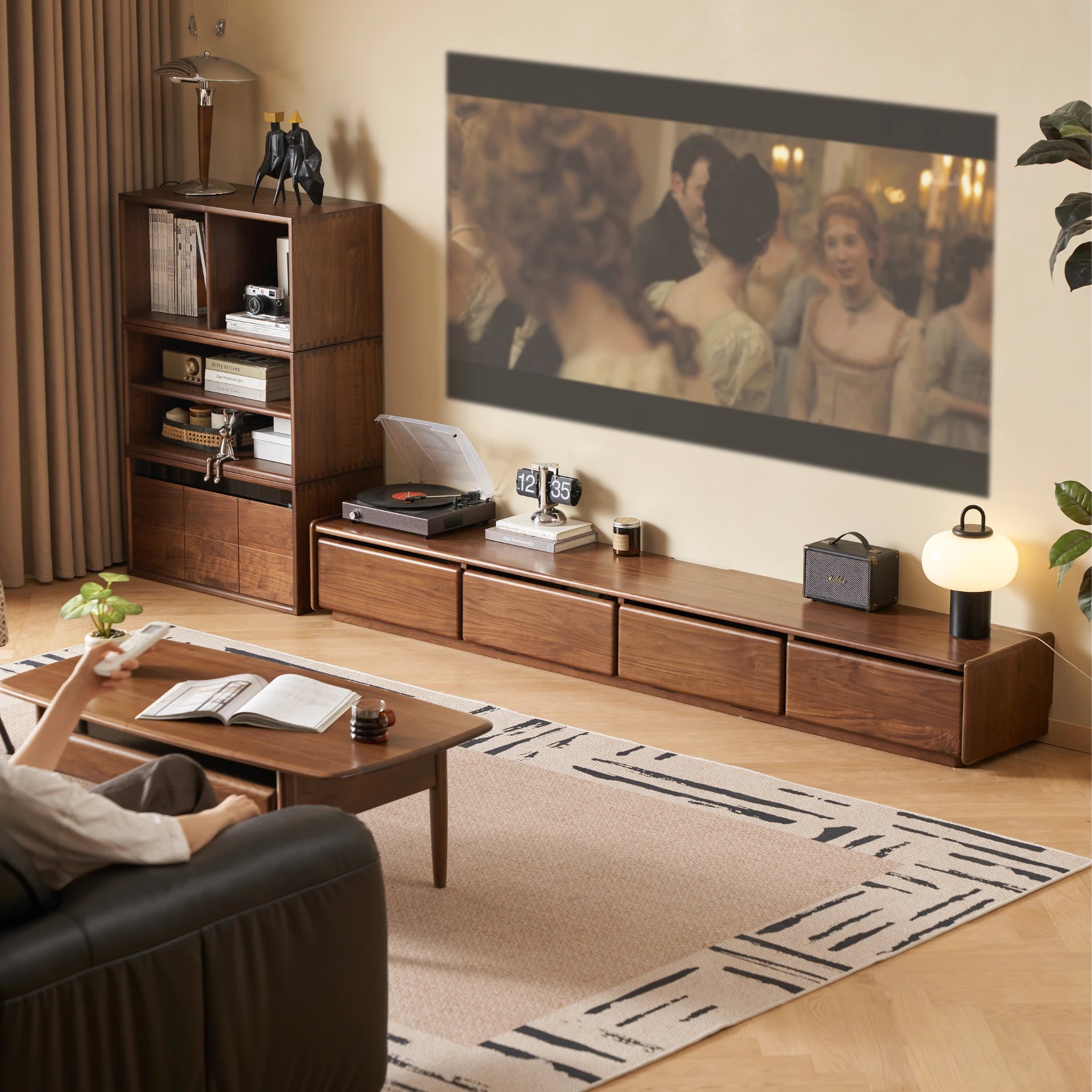 Solidwood Lucca Entertainment Unit, 220cm, American Black Walnut