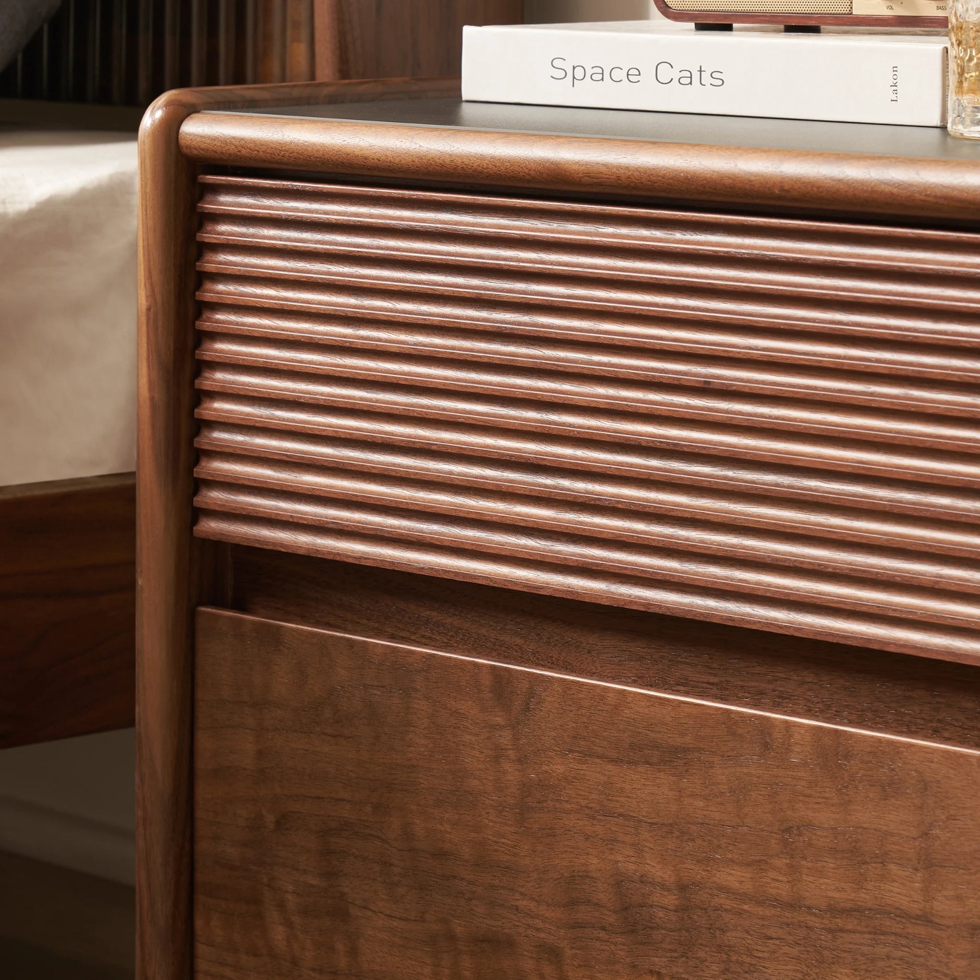 Solidwood Luxembourg Bedside Table, American Black Walnut, Wide