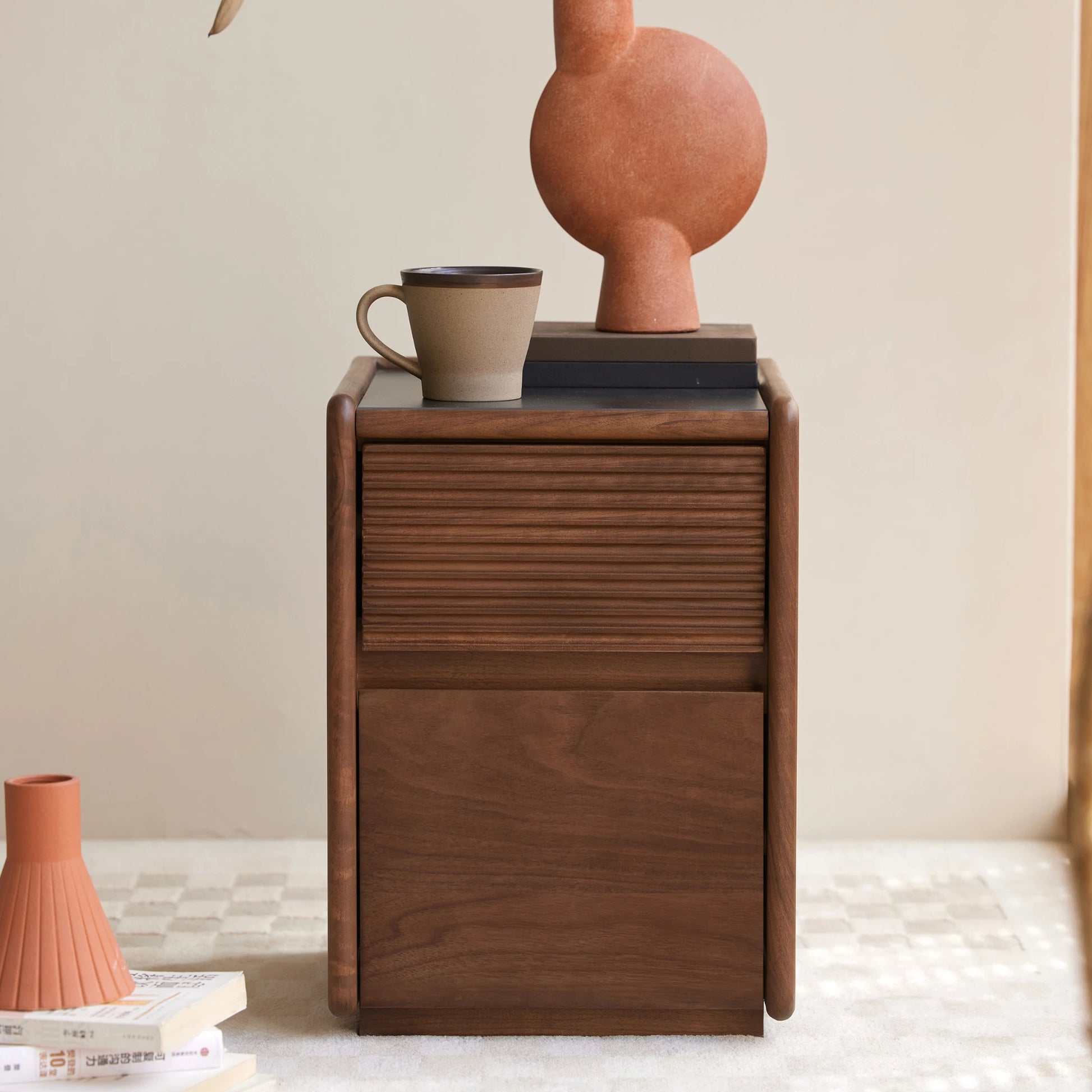 Solidwood Luxembourg Bedside Table, American Black Walnut, Compact