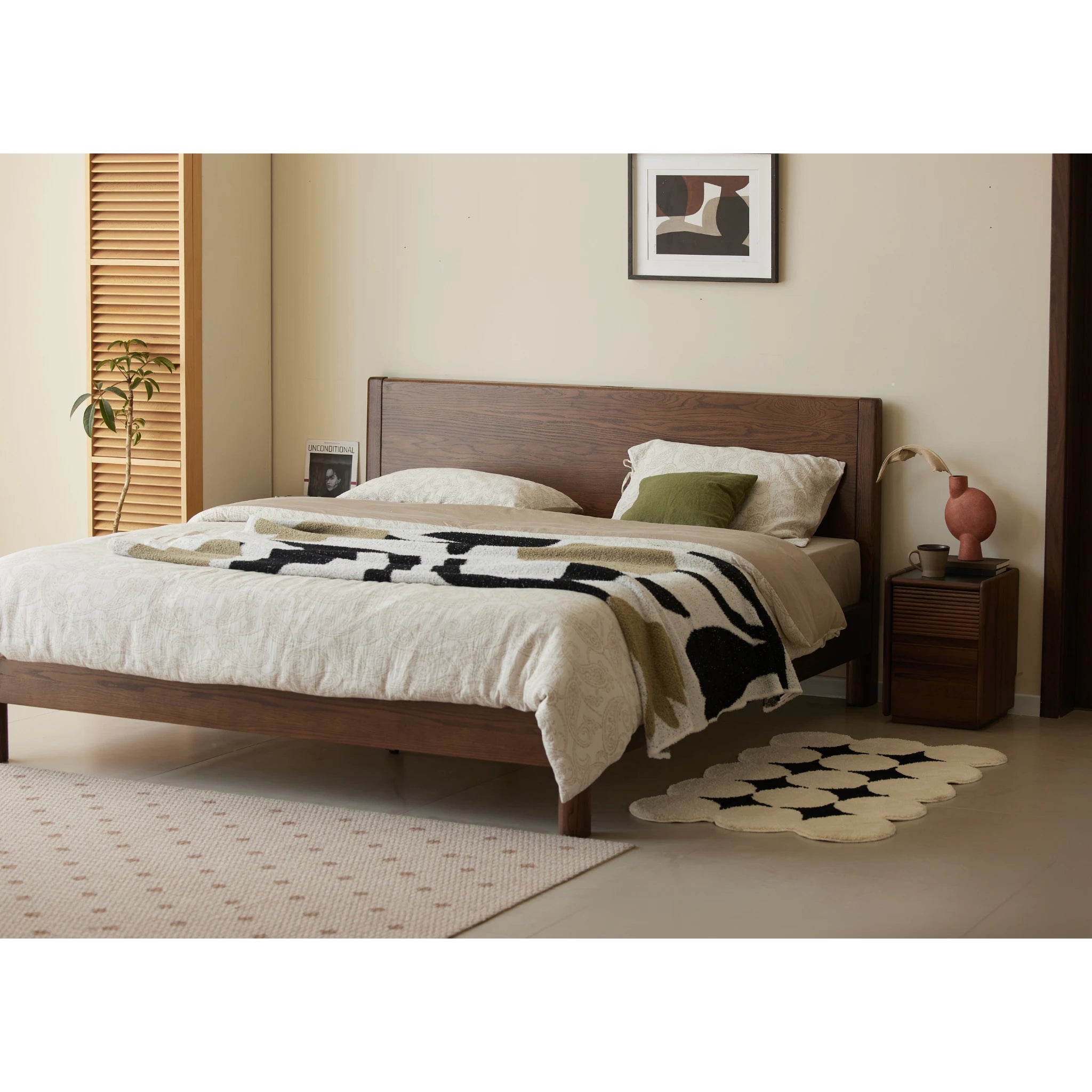 Solidwood Luxembourg Bedside Table, American Black Walnut, Compact