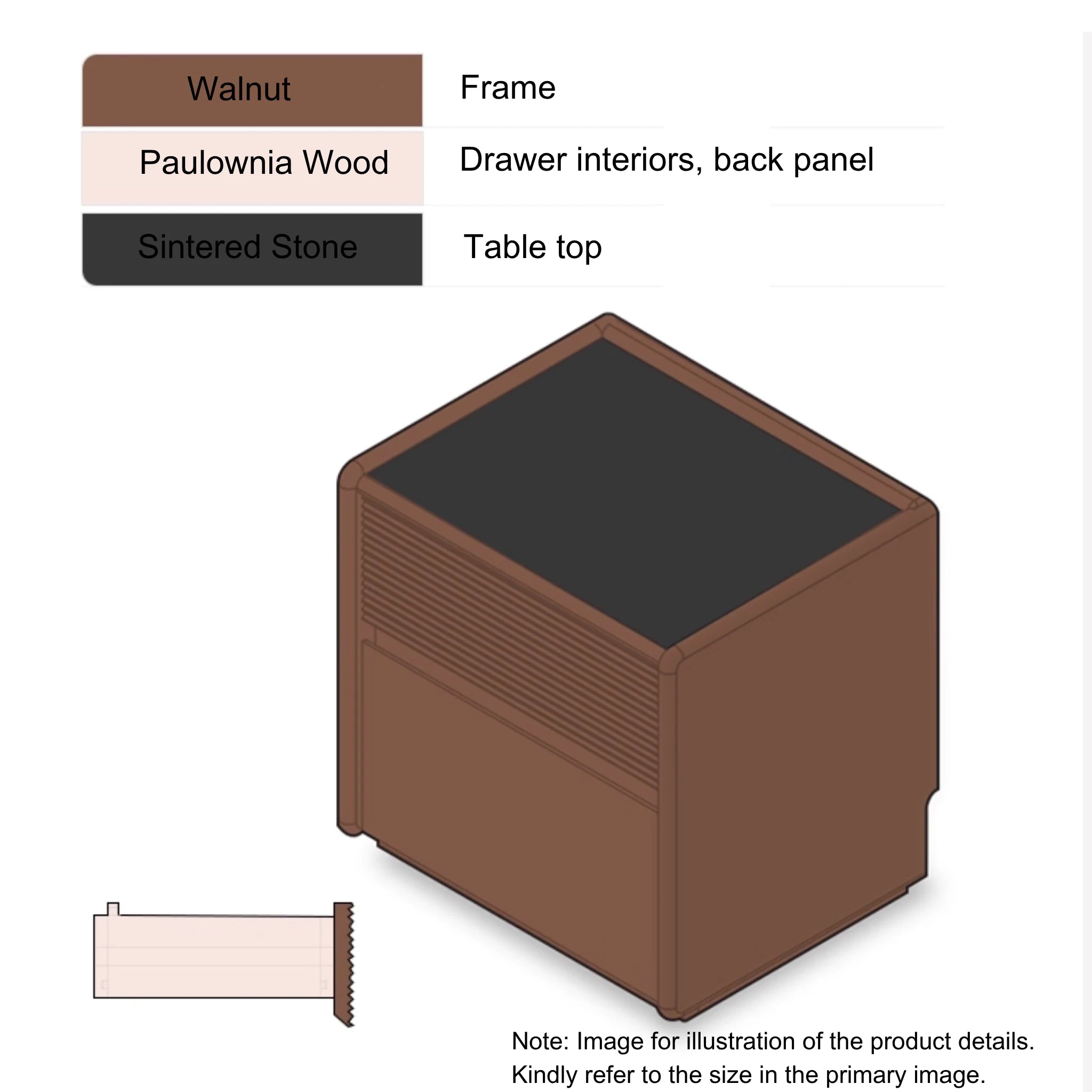 Solidwood Luxembourg Bedside Table, American Black Walnut, Compact