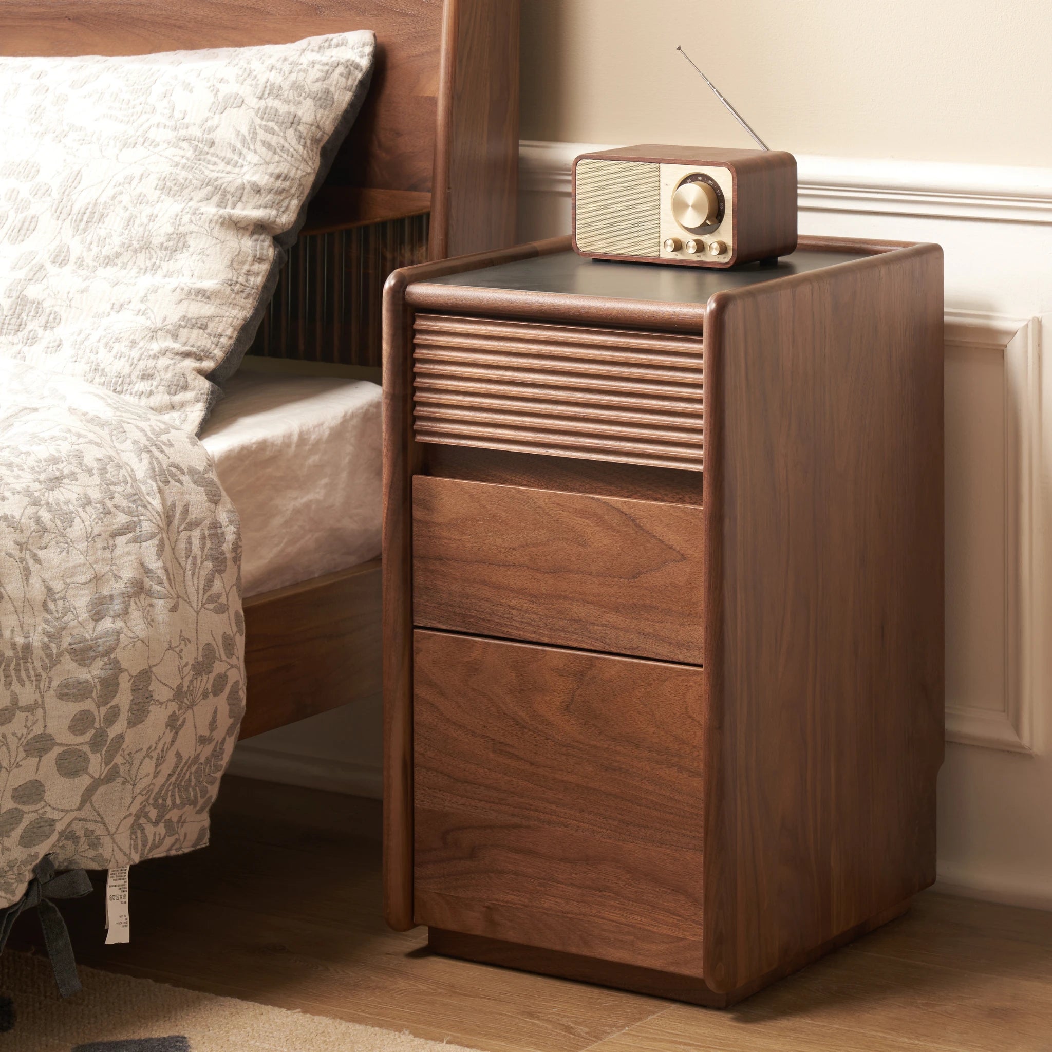 Solidwood Luxembourg Bedside Table, American Black Walnut, Tall