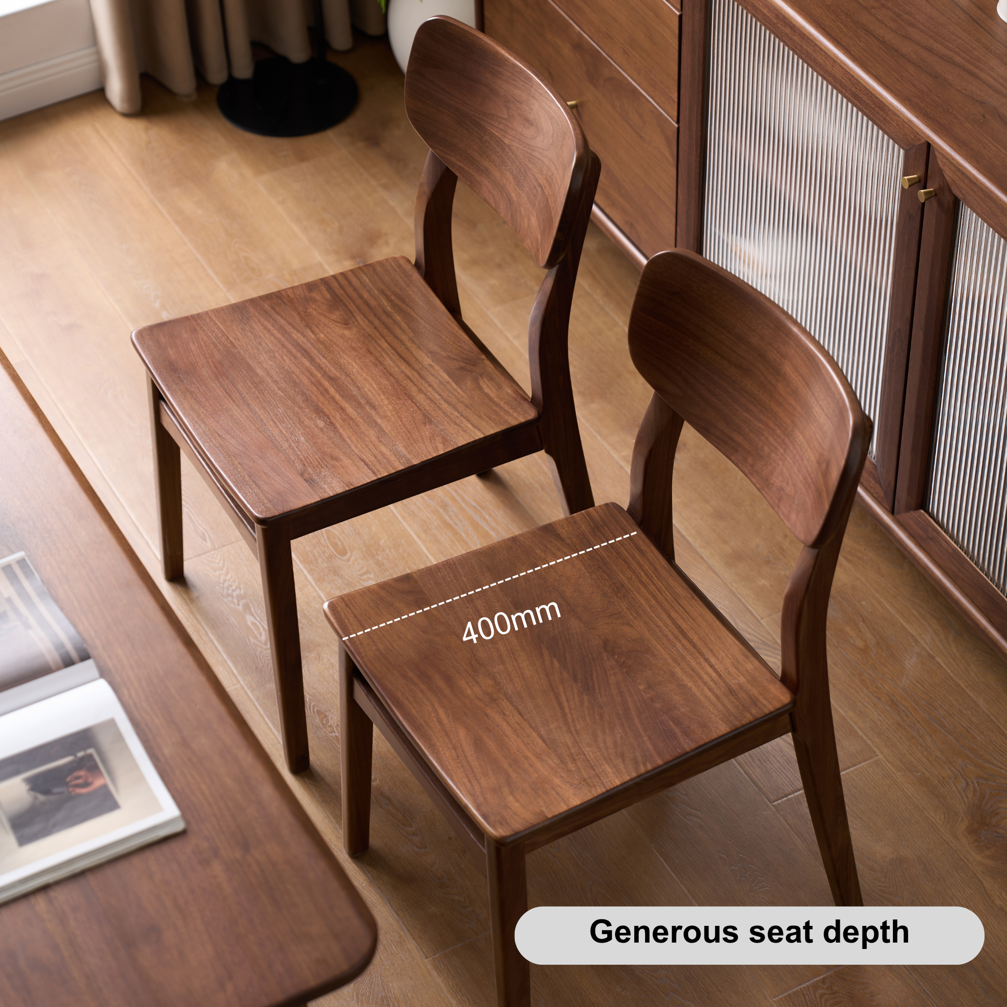 Solidwood Luxembourg Dining Chair, American Black Walnut, Set of 2