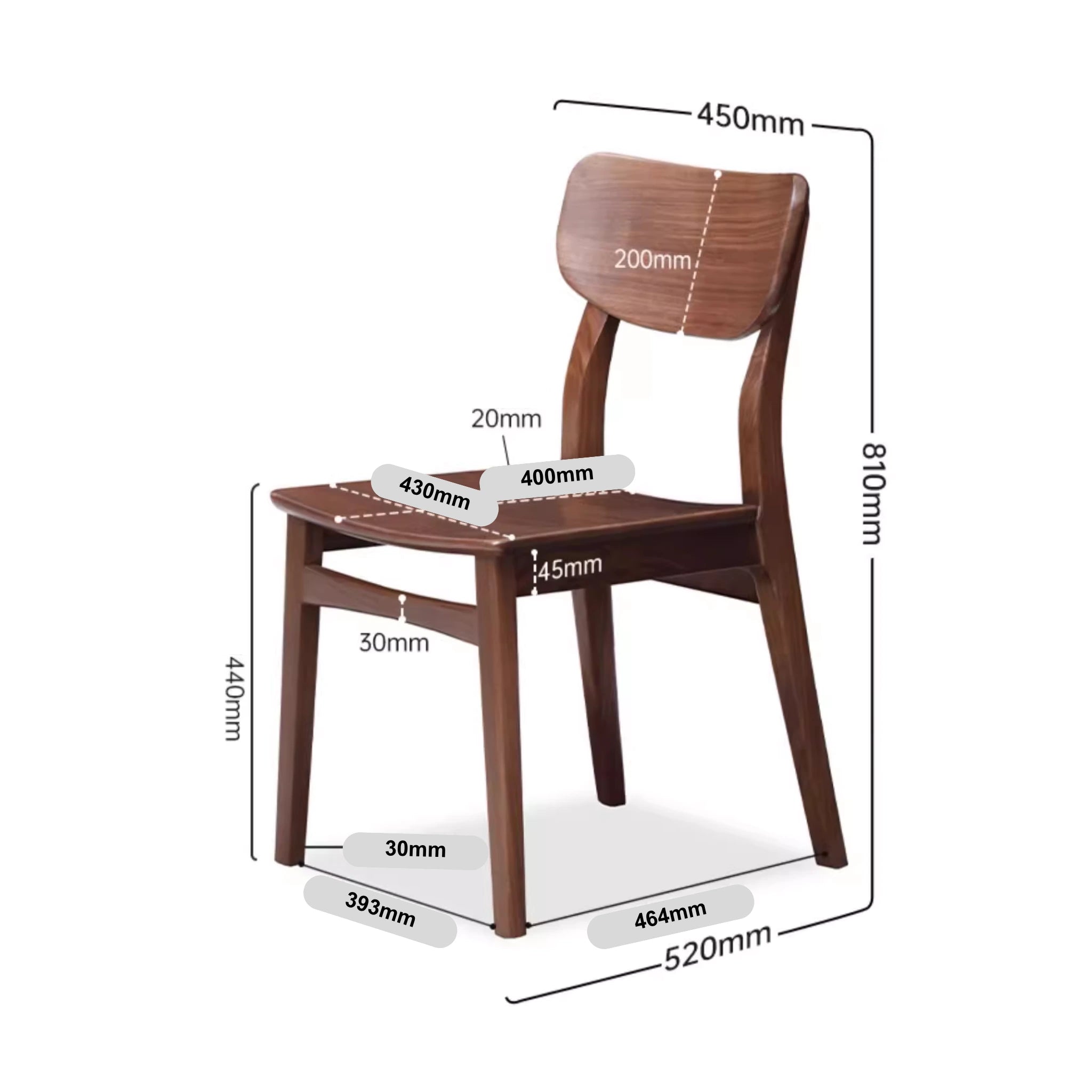 Solidwood Luxembourg Dining Chair, American Black Walnut, Set of 2