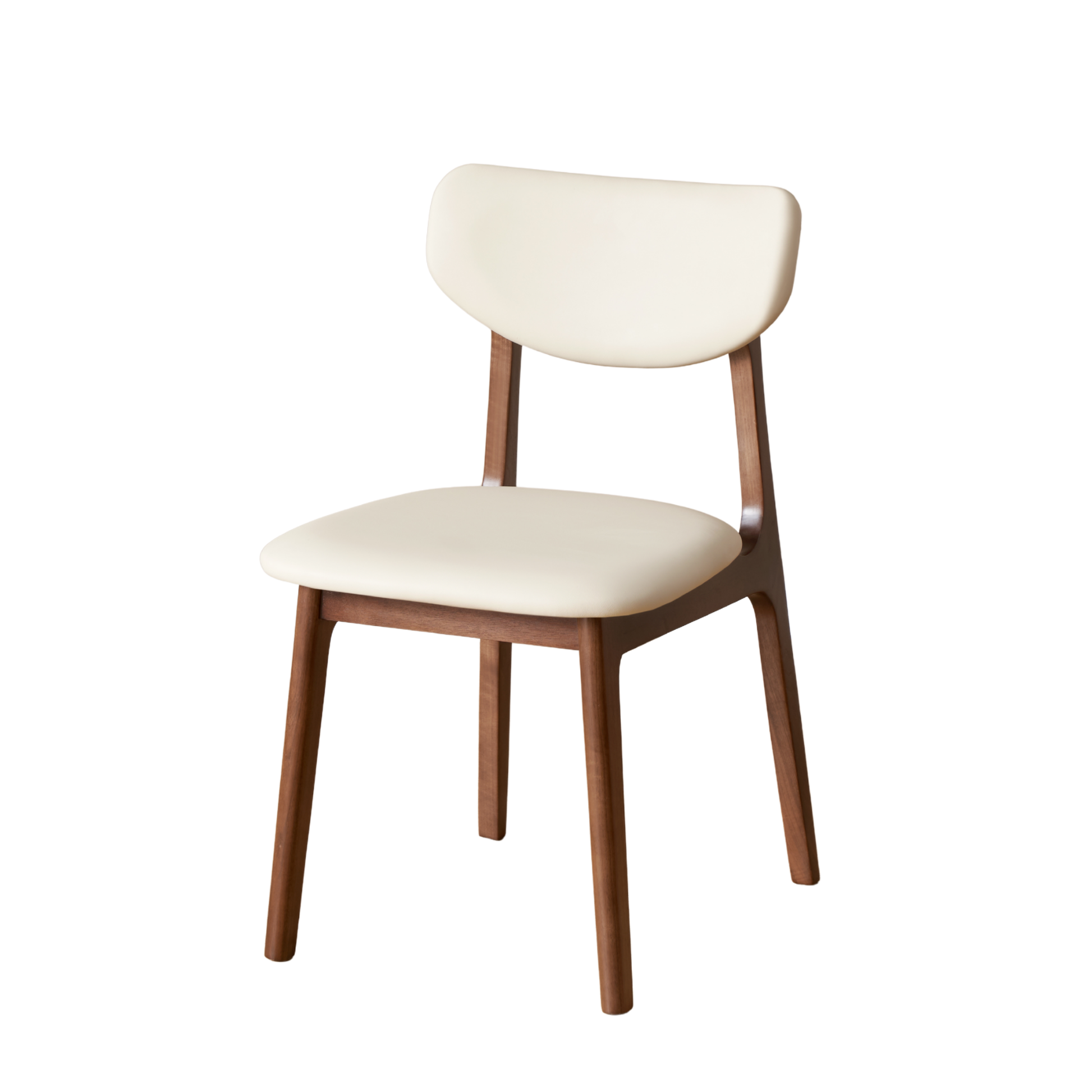 Solidwood Luxembourg American Black Walnut Dining Chair with Cushion, Neutral White, Set of 2