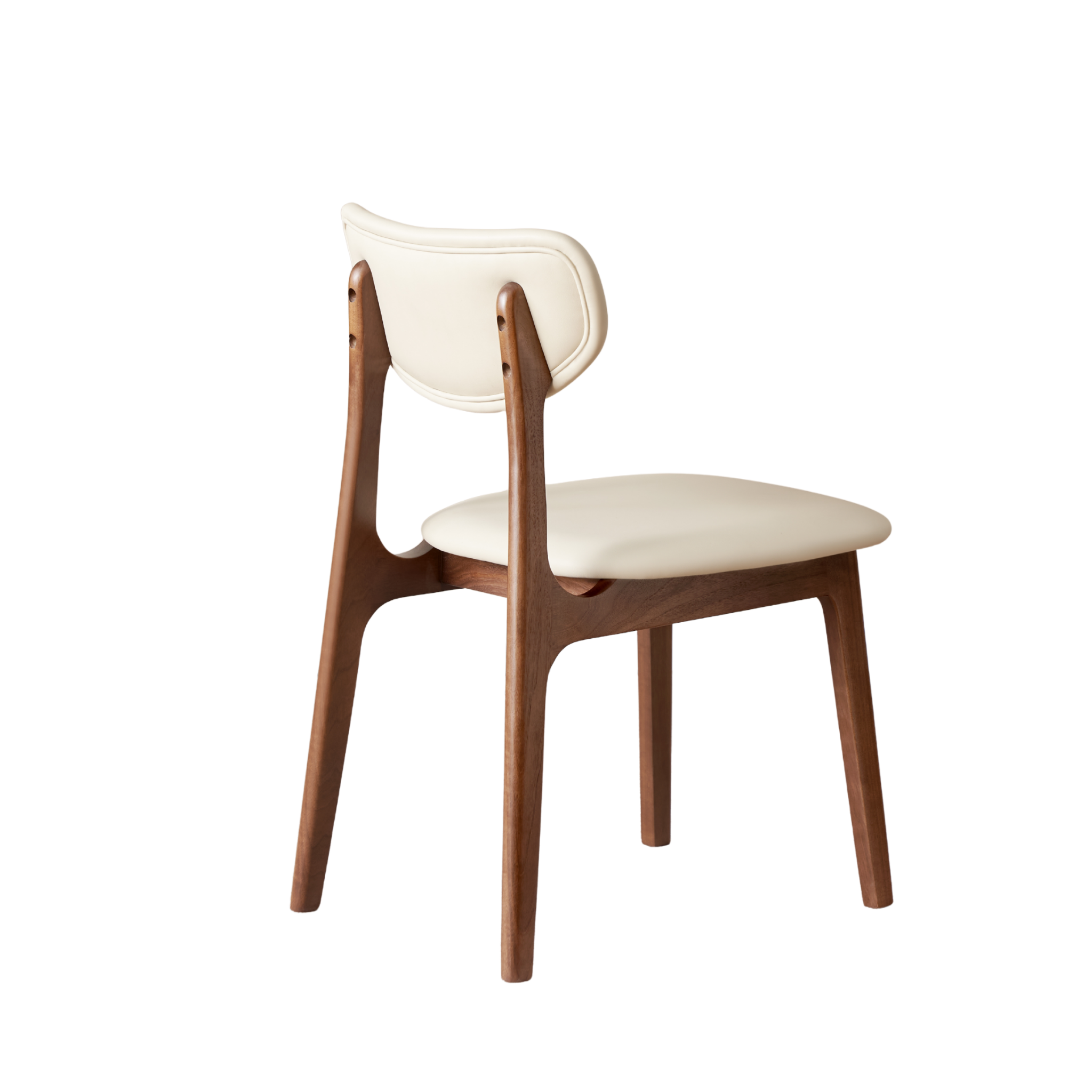 Solidwood Luxembourg American Black Walnut Dining Chair with Cushion, Neutral White, Set of 2