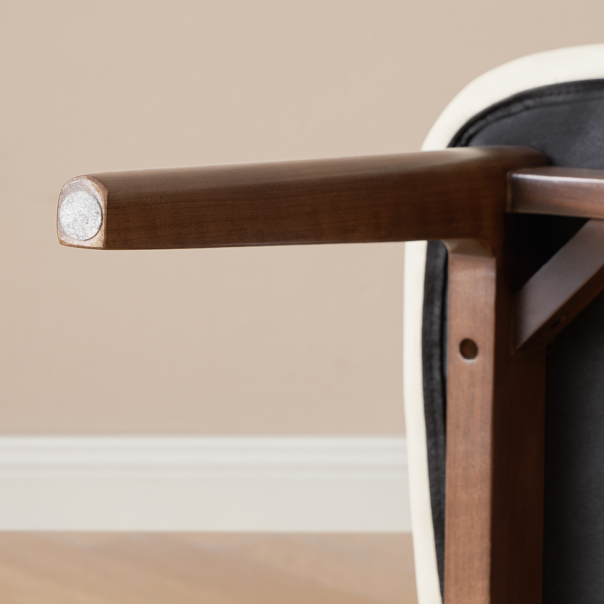 Solidwood Luxembourg American Black Walnut Dining Chair with Cushion, Neutral White, Set of 2