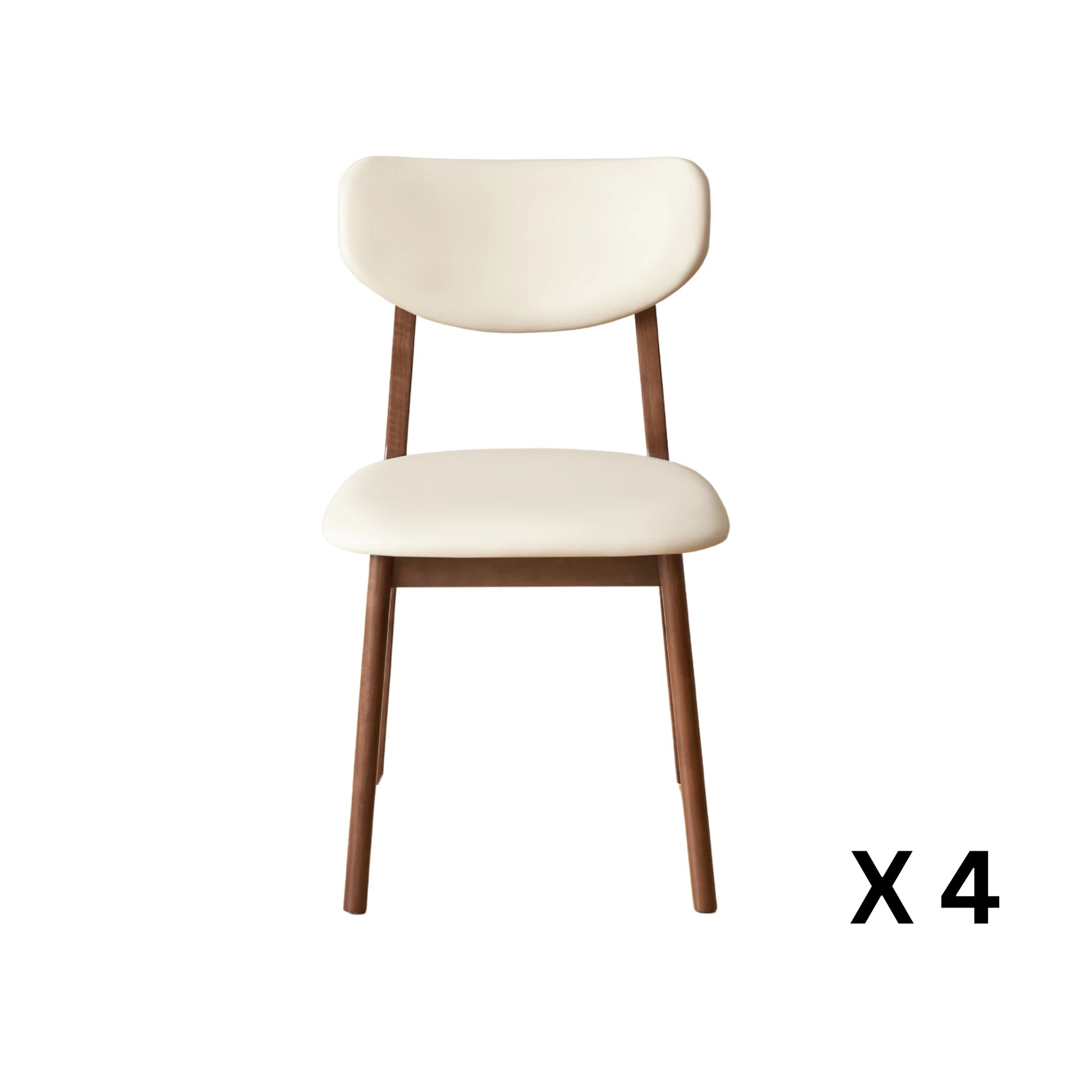 Solidwood Luxembourg American Balck Walnut Dining Chair with Cushion, Neutral White, Set of 4