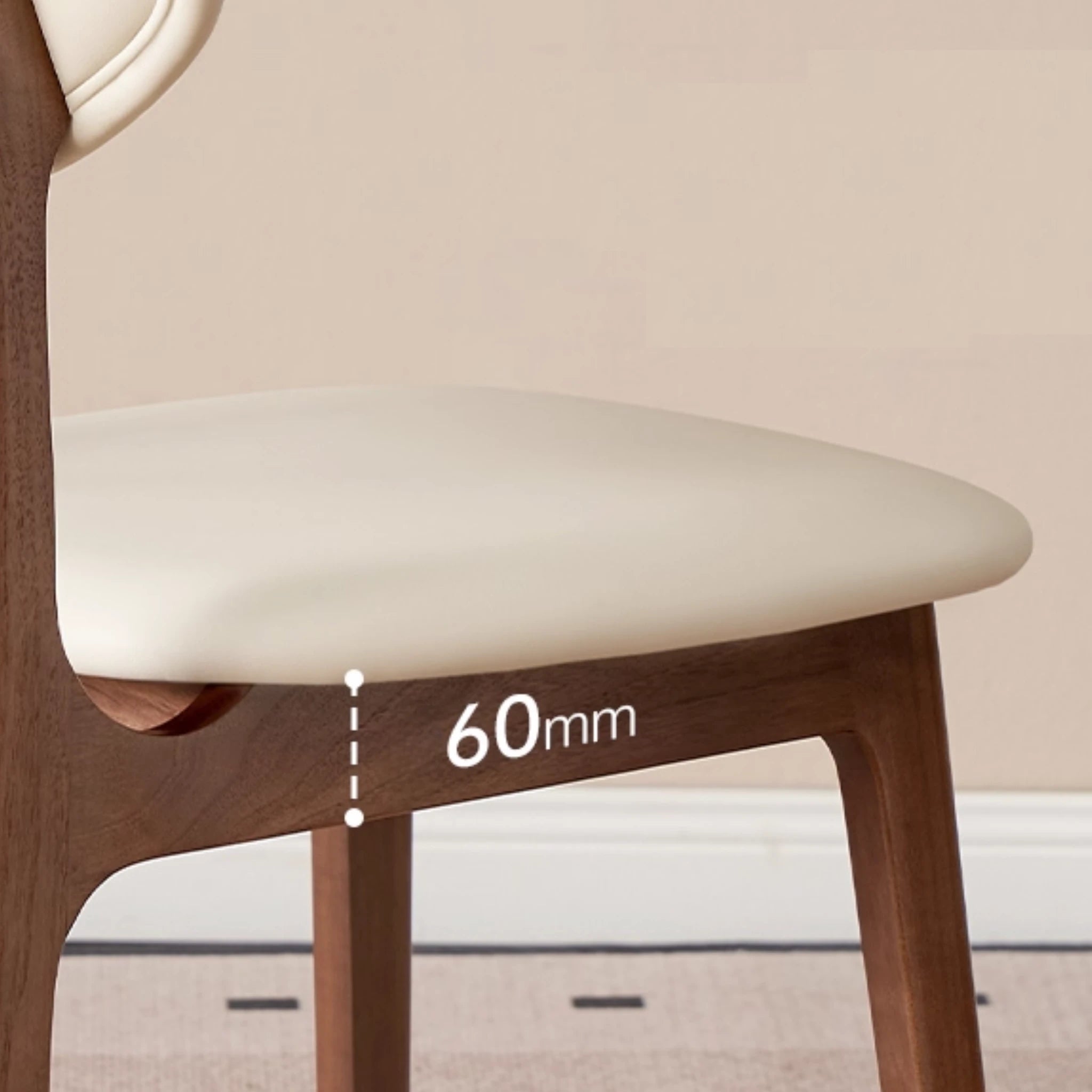 Solidwood Luxembourg American Balck Walnut Dining Chair with Cushion, Neutral White, Set of 4