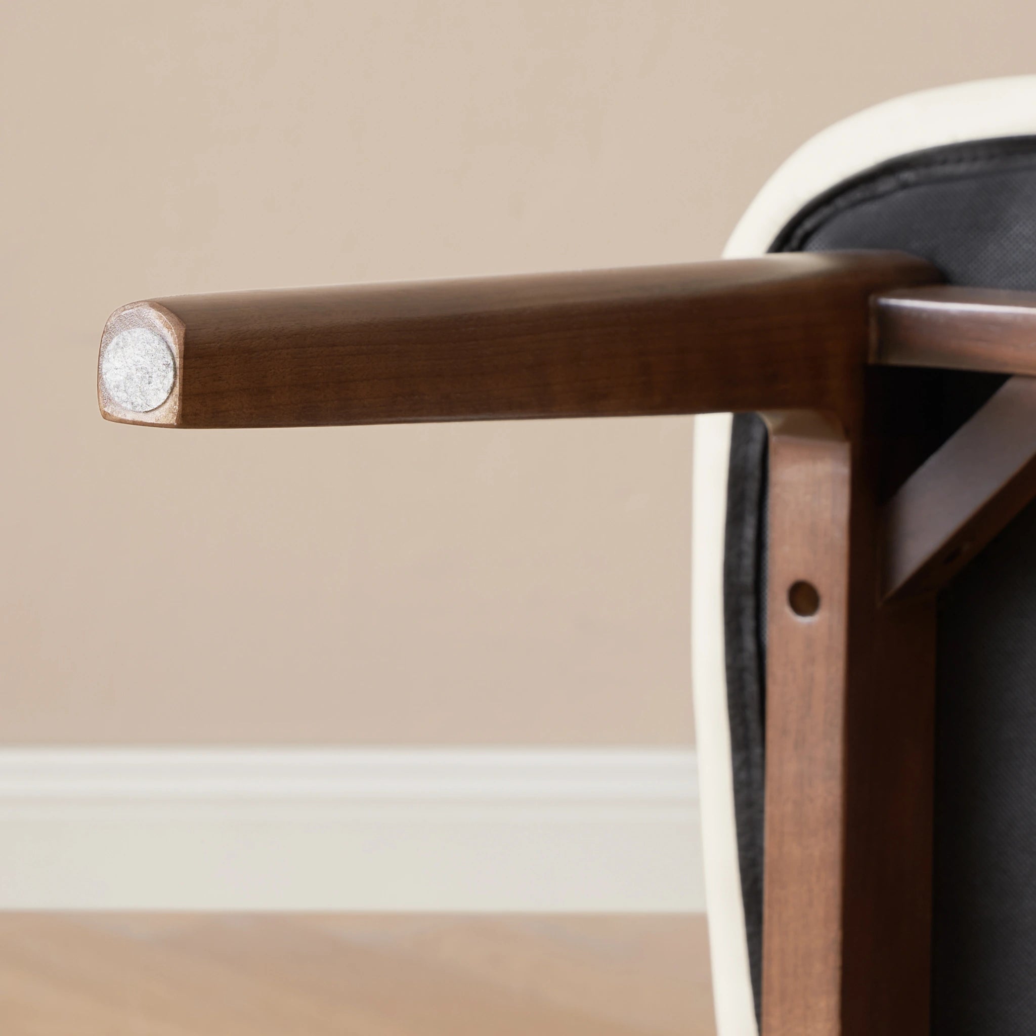 Solidwood Luxembourg American Balck Walnut Dining Chair with Cushion, Neutral White, Set of 4