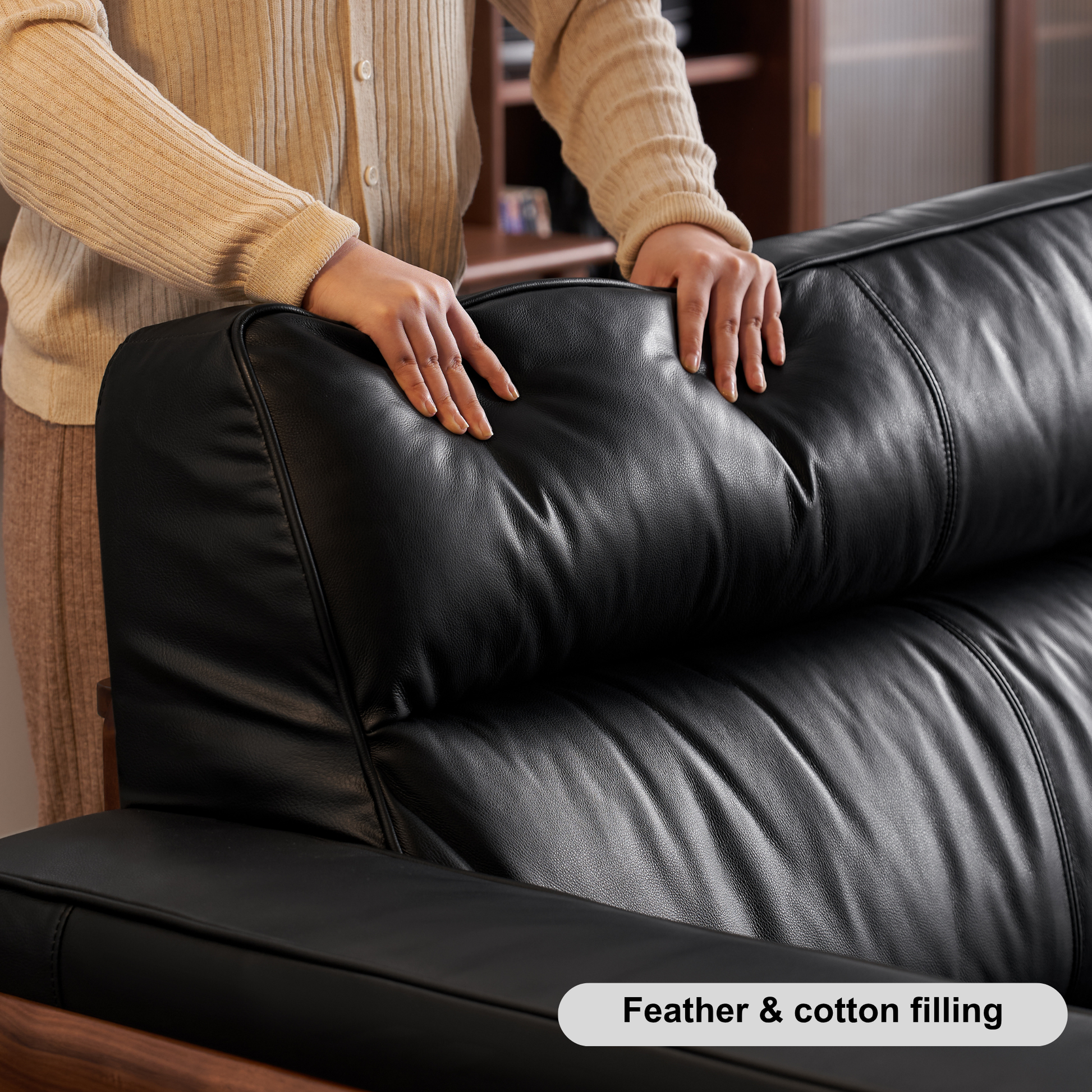 Solidwood Luxembourg 4-Seater Leather Sofa