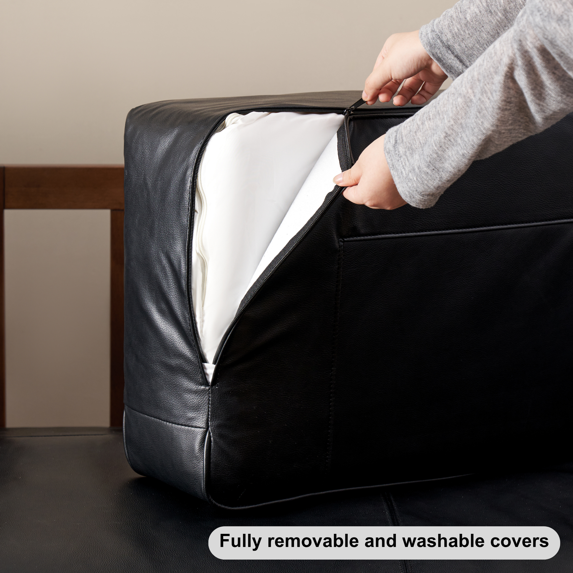 Solidwood Luxembourg 4-Seater Leather Sofa