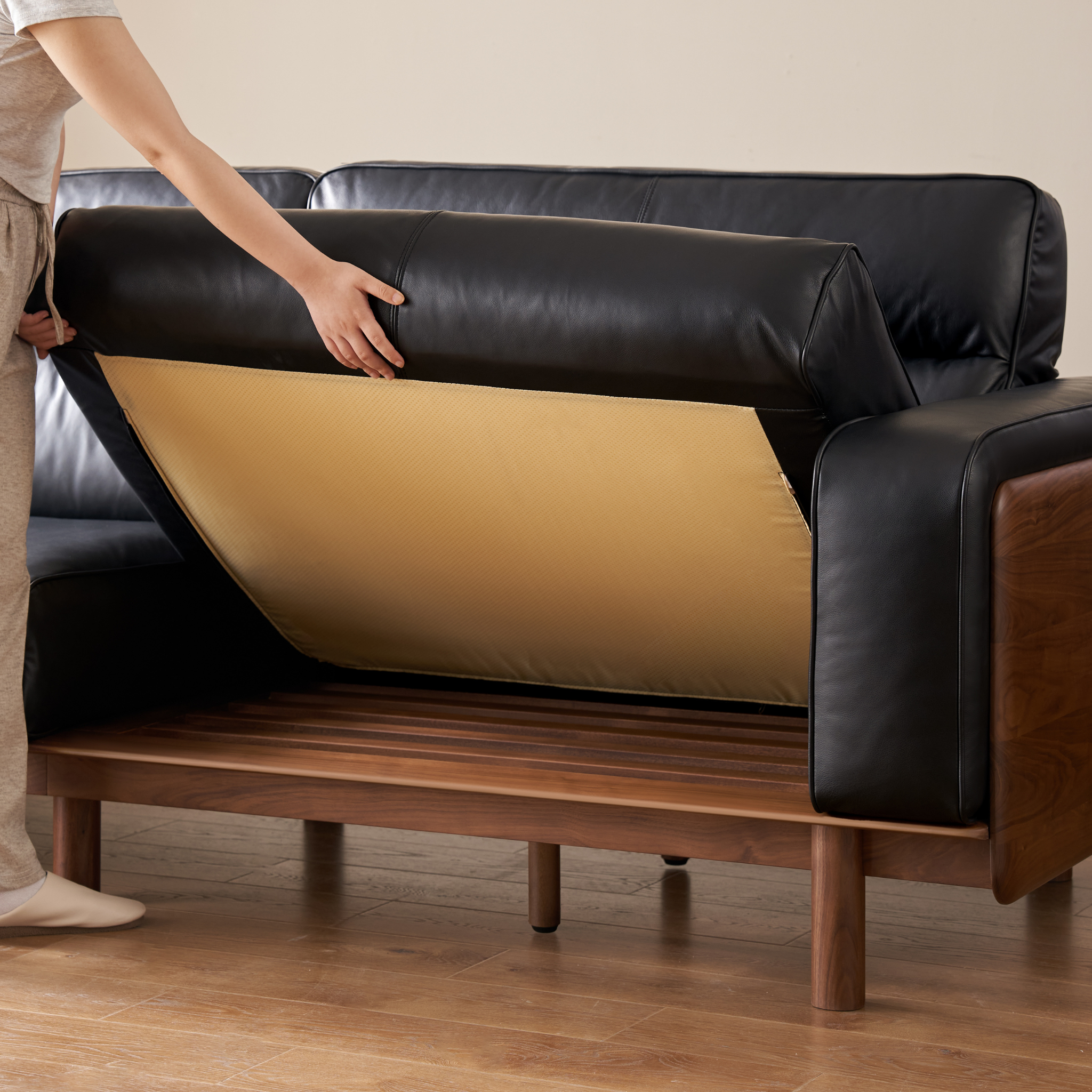 Solidwood Luxembourg 4-Seater Leather Sofa