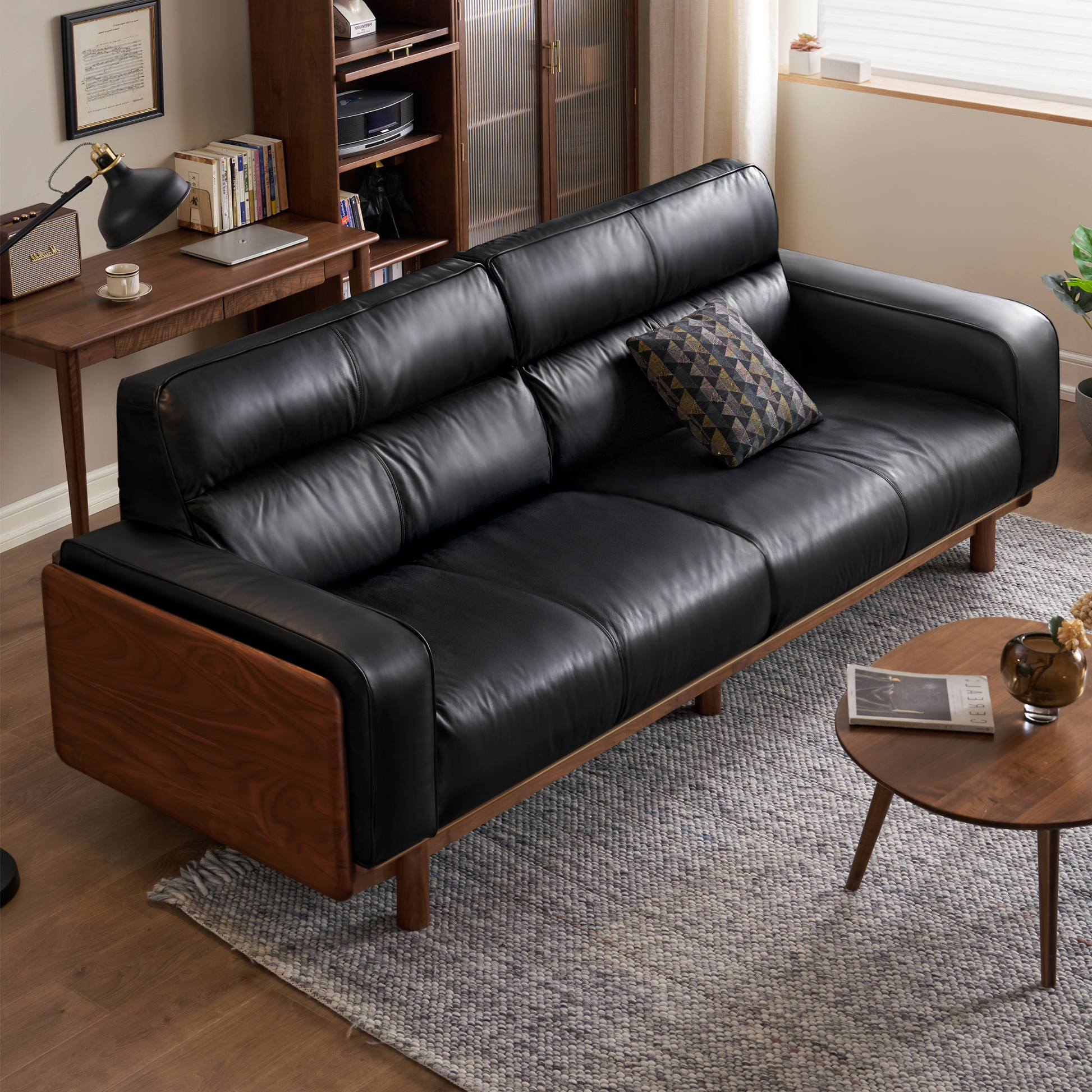 Solidwood Luxembourg 4-Seater Leather Sofa