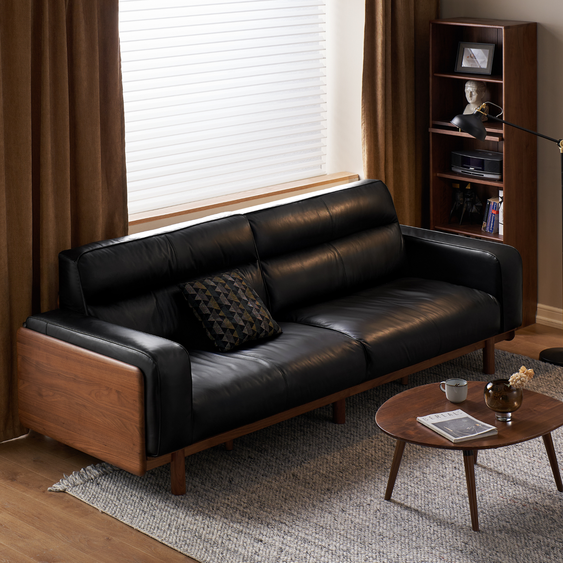 Solidwood Luxembourg 4-Seater Leather Sofa