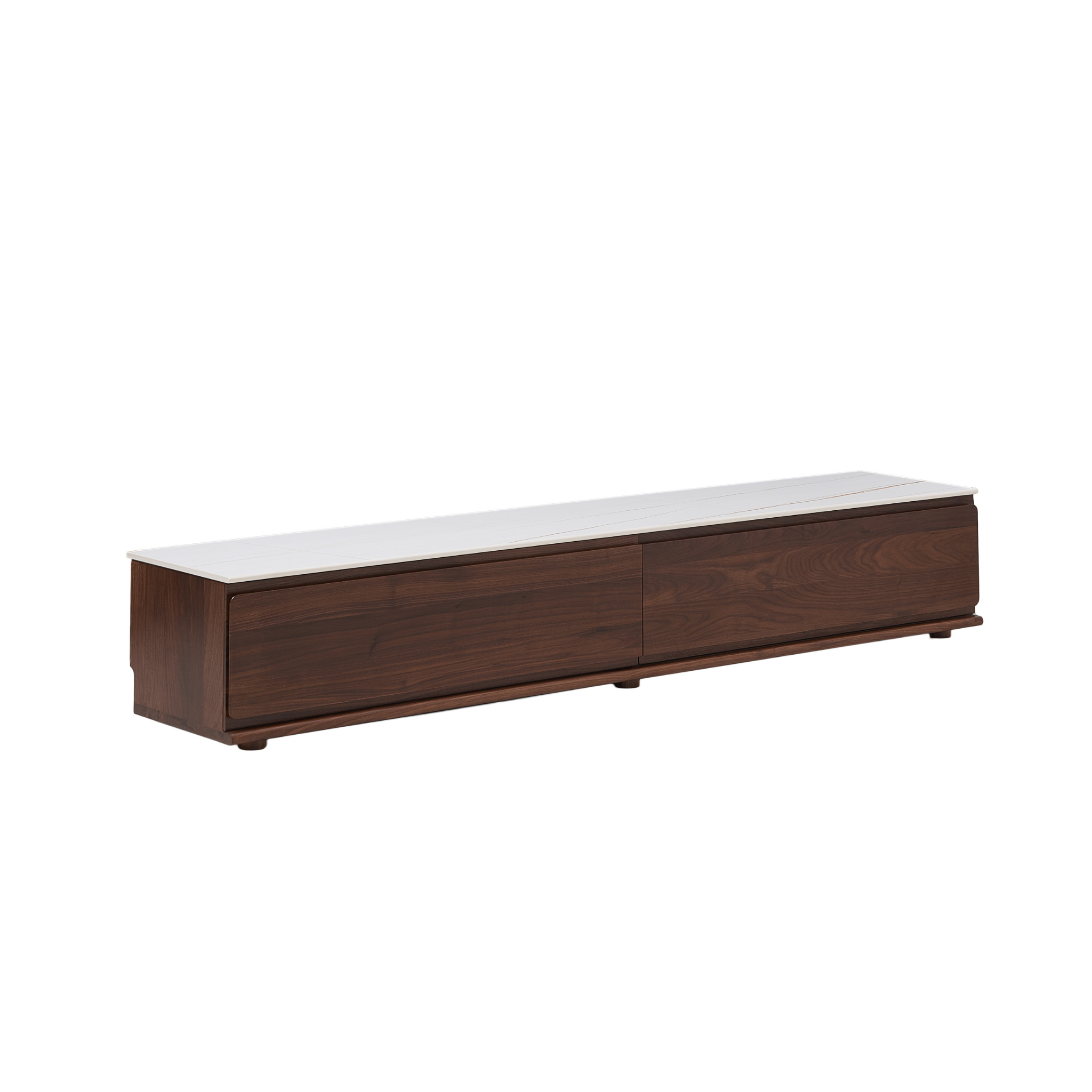 Solidwood Luxembourg Sintered Stone Top Entertainment Unit, W180cm, American Black Walnut & White Marble