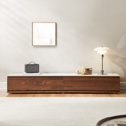 Solidwood Luxembourg Sintered Stone Top Entertainment Unit, W180cm, American Black Walnut & White Marble