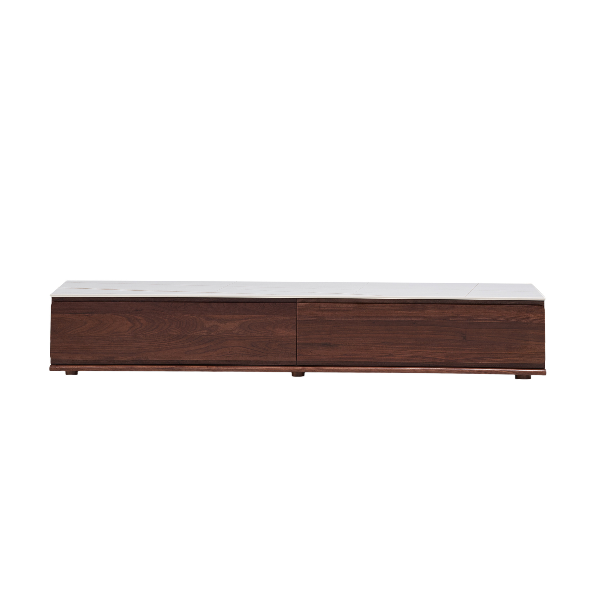 Solidwood Luxembourg Sintered Stone Top Entertainment Unit, W180cm, American Black Walnut & White Marble