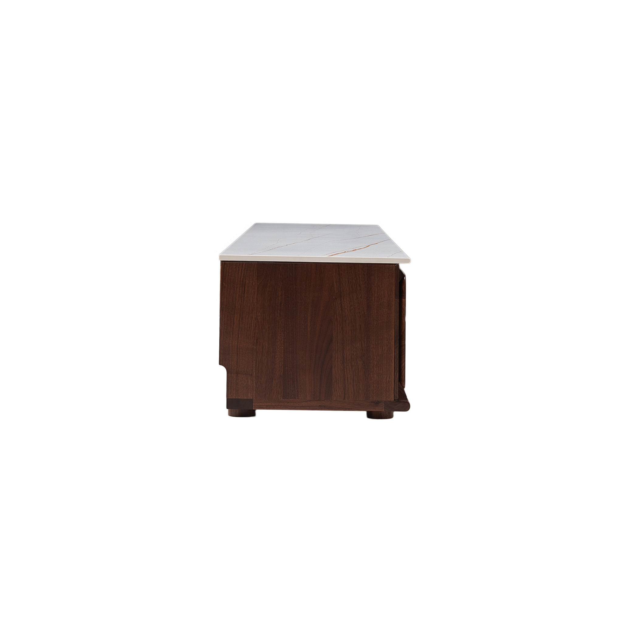 Solidwood Luxembourg Sintered Stone Top Entertainment Unit, W180cm, American Black Walnut & White Marble