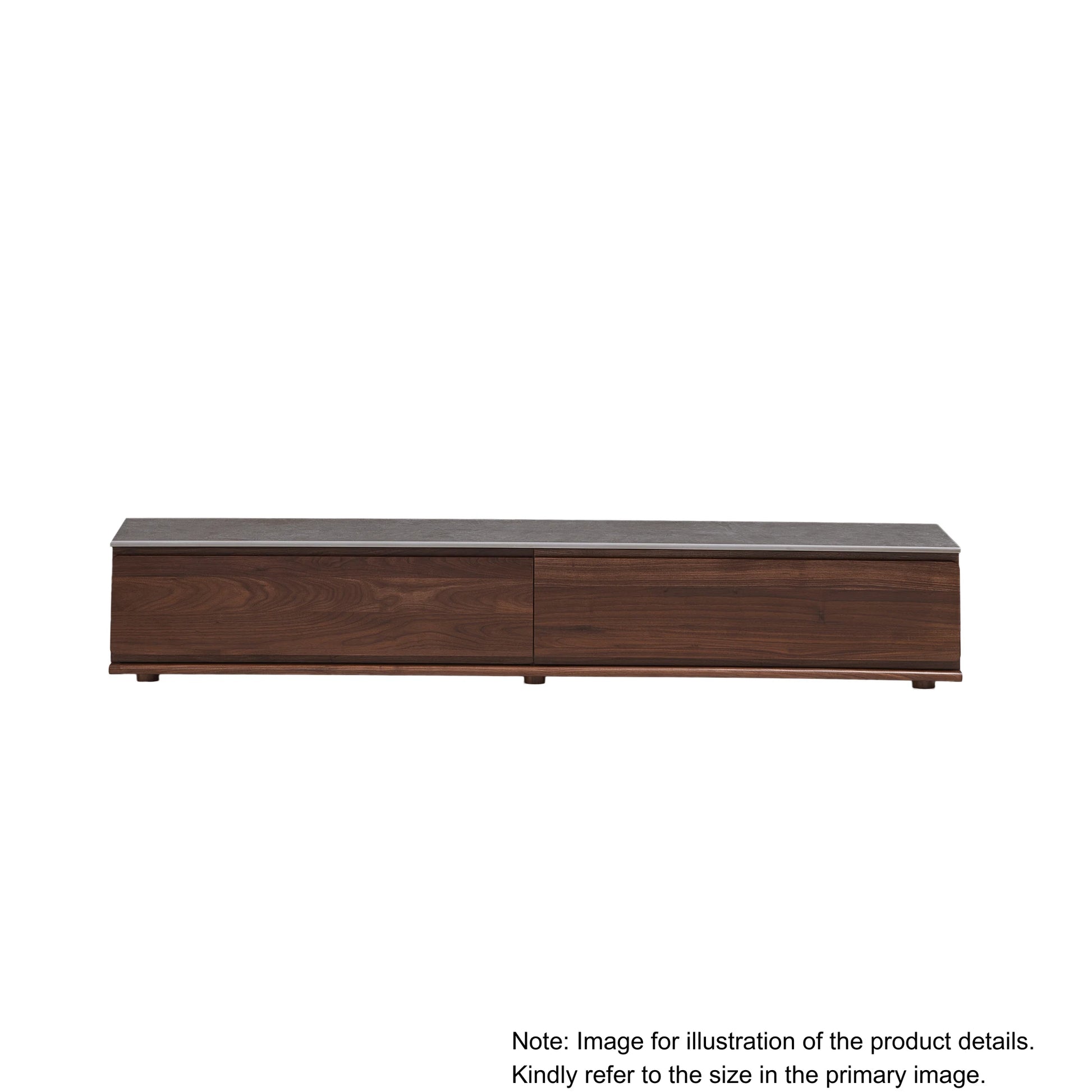 Solidwood Luxembourg Sintered Stone Top Entertainment Unit, W120cm, American Black Walnut & Grey Marble