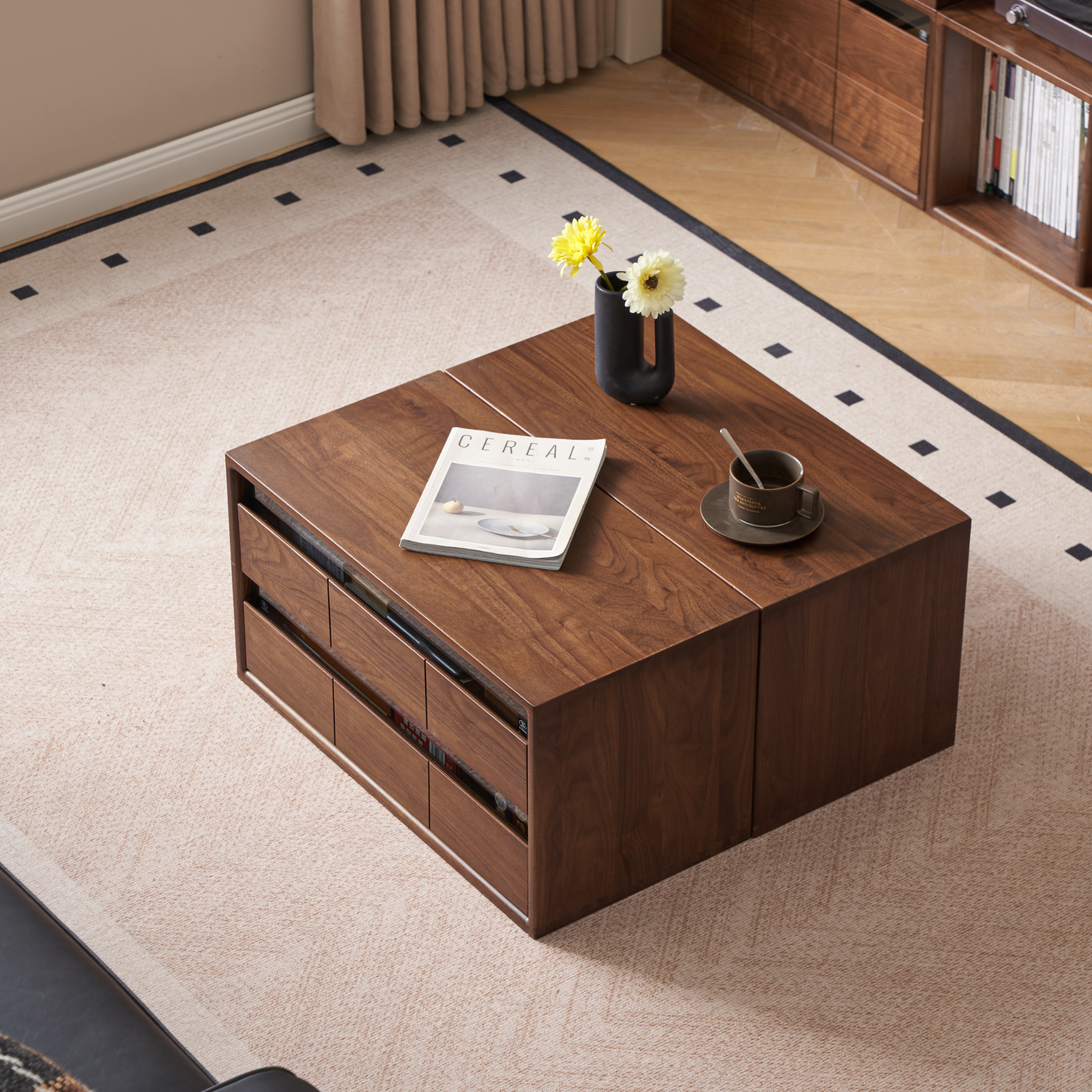 Solidwood Luxembourg 1-Cube Module, American Black Walnut