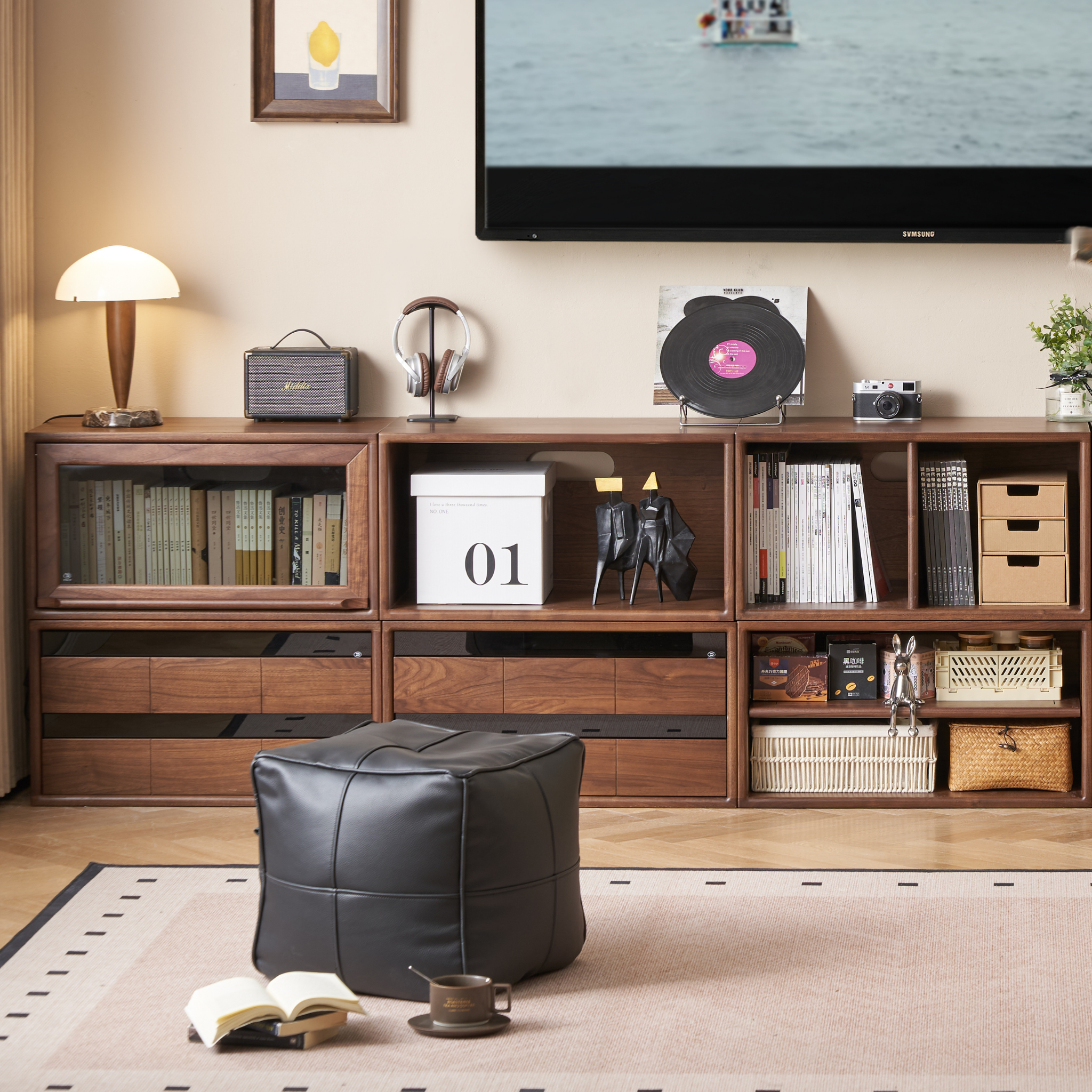 Solidwood Luxembourg 1-Cube Module, American Black Walnut