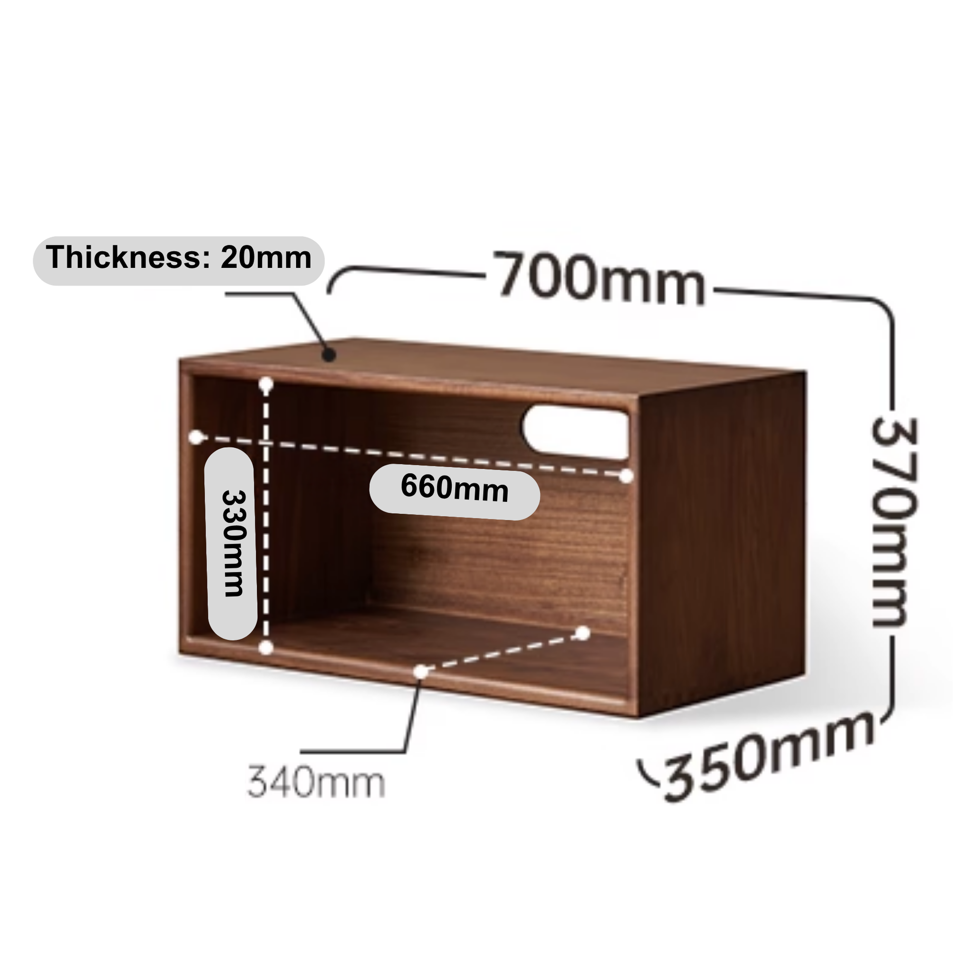 Solidwood Luxembourg 1-Cube Module, American Black Walnut