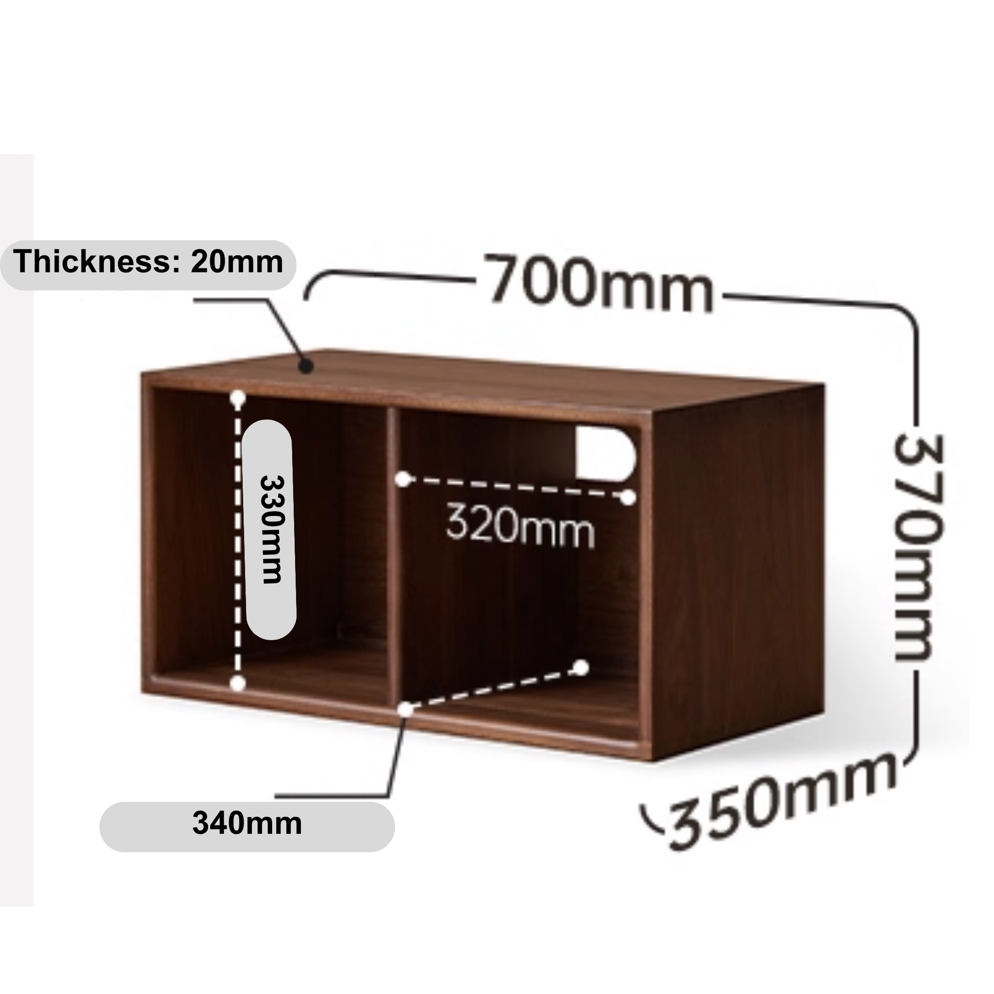 Solidwood Luxembourg 2-Cube Module, American Black Walnut