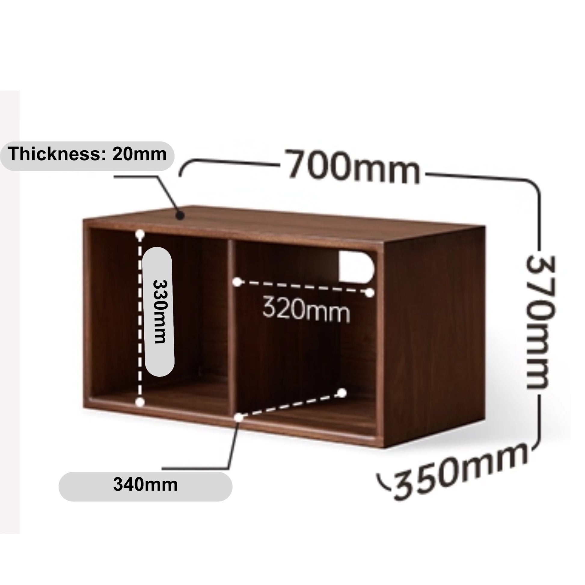 Solidwood Luxembourg 2-Cube Module, American Black Walnut