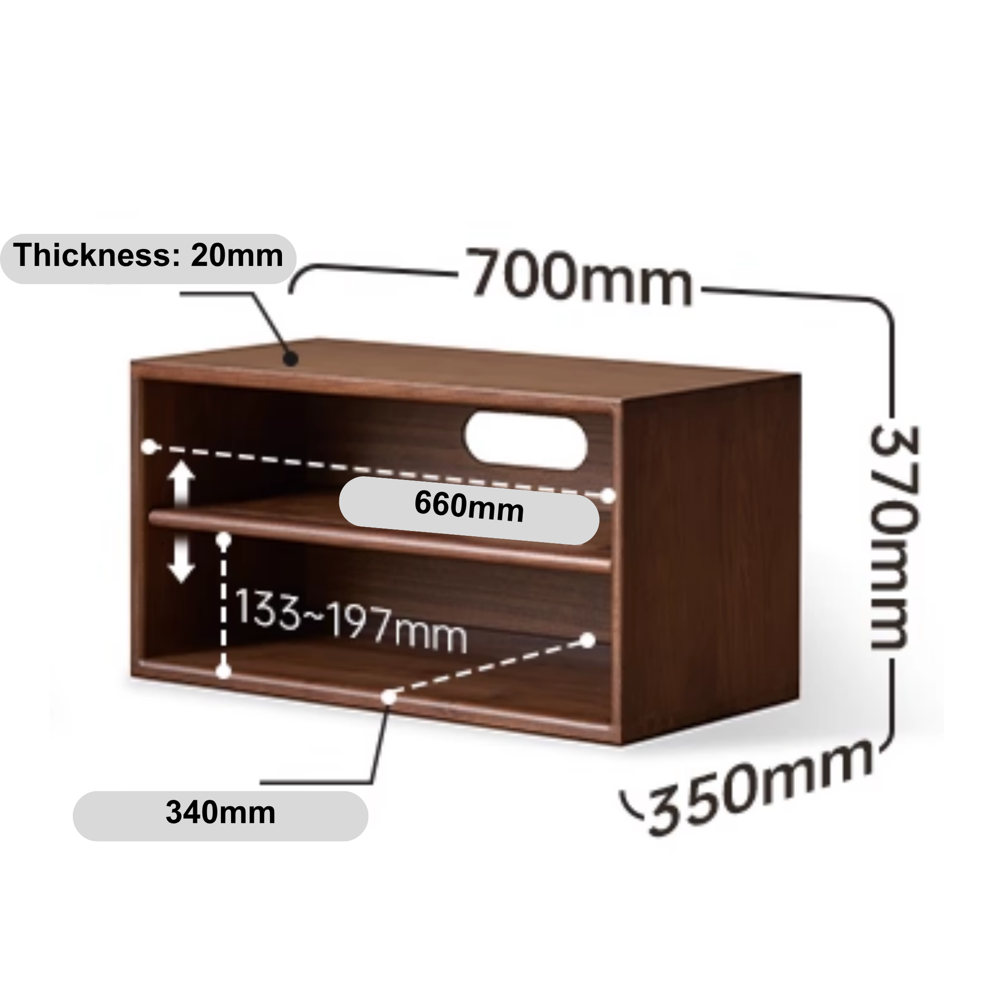 Solidwood Luxembourg 2-Level Shelf Module, American Black Walnut