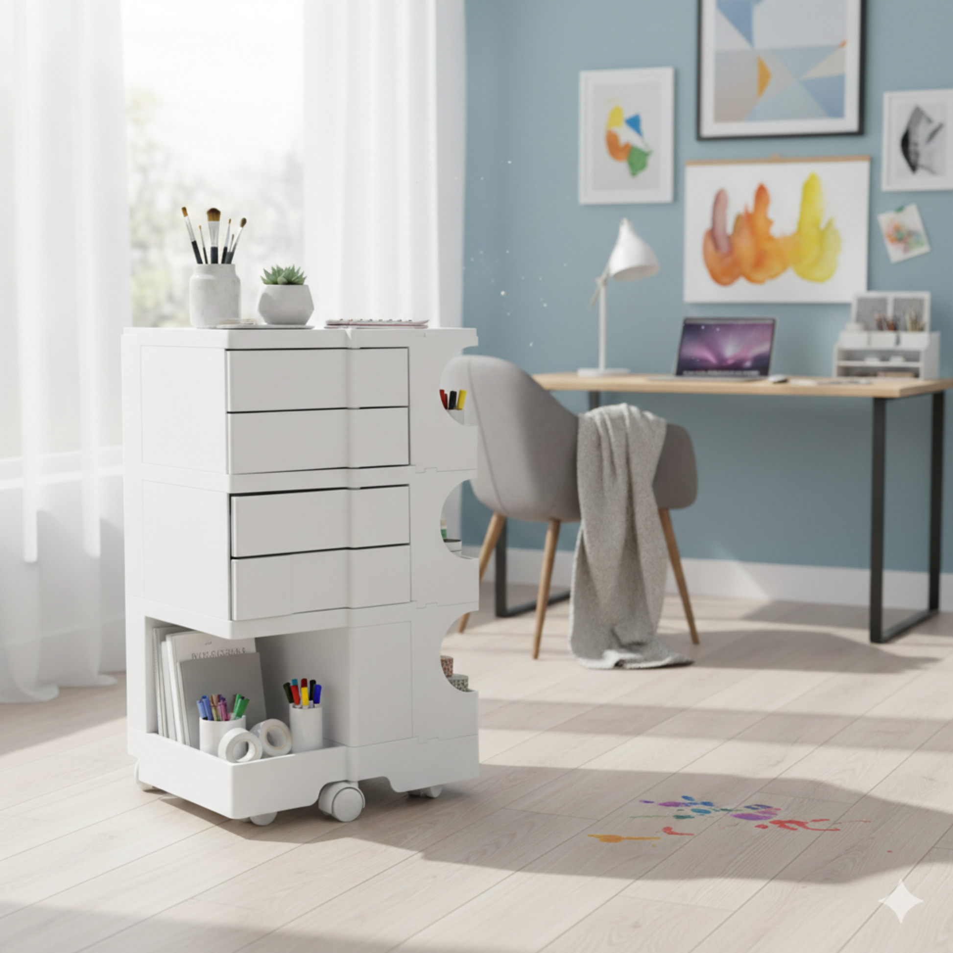 MODE Joe Colombo 3 Tier Boby Storage Trolley Cart Replica, White