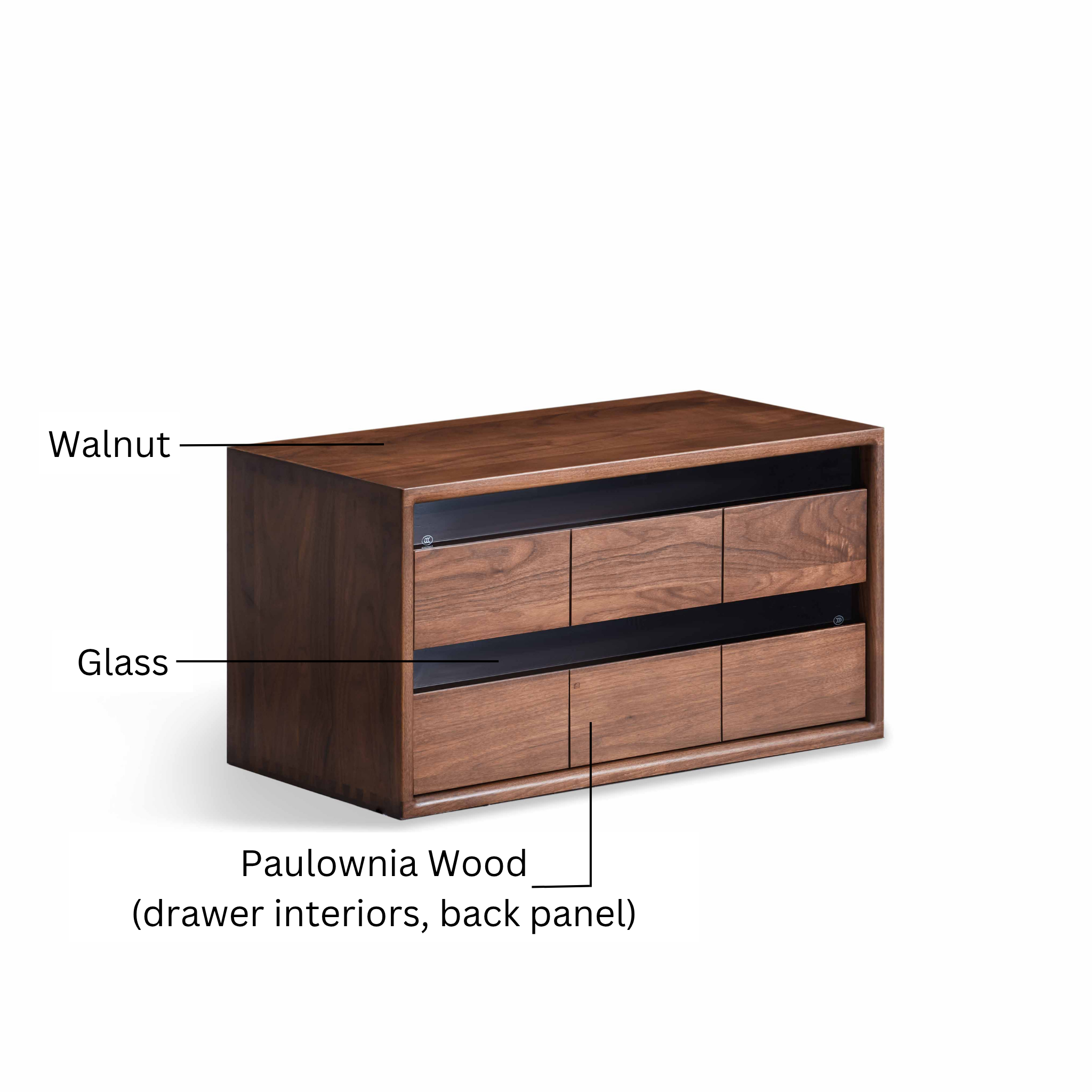 Solidwood Luxembourg 2-Drawer Module, American Black Walnut