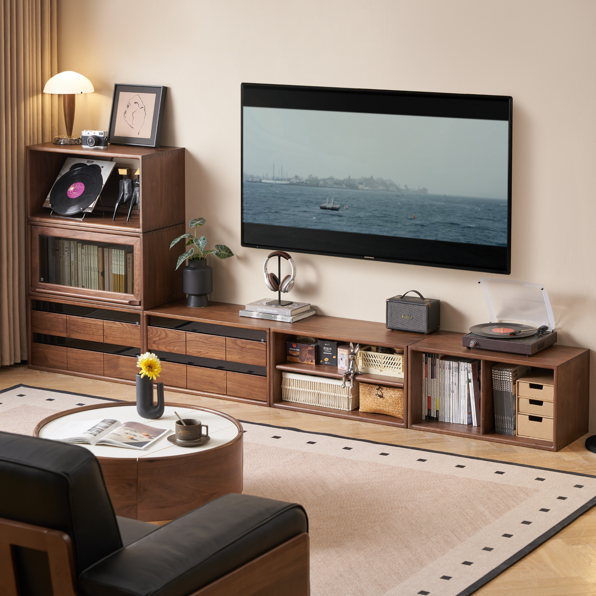 Solidwood Luxembourg 1-Drawer Module, American Black Walnut