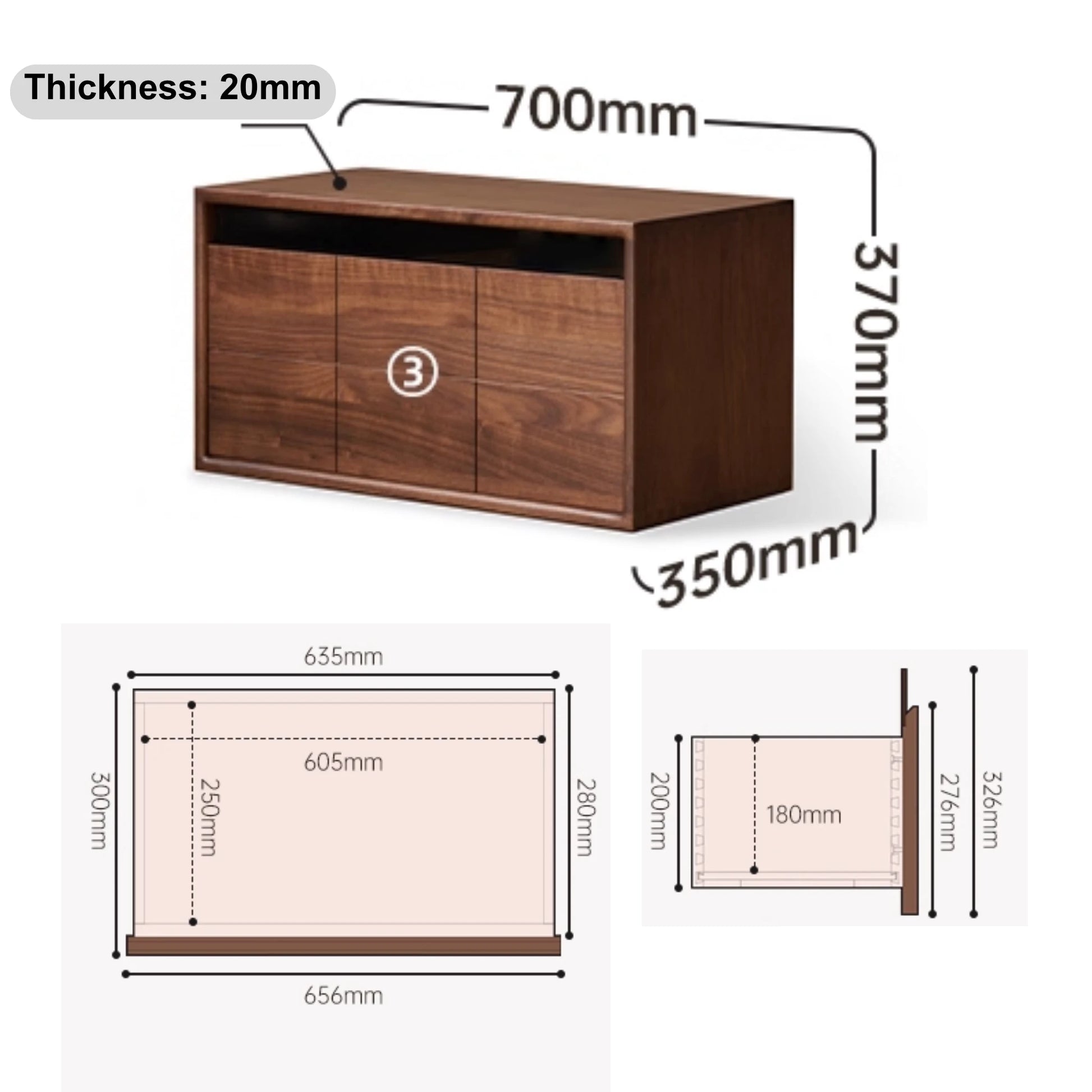 Solidwood Luxembourg 1-Drawer Module, American Black Walnut