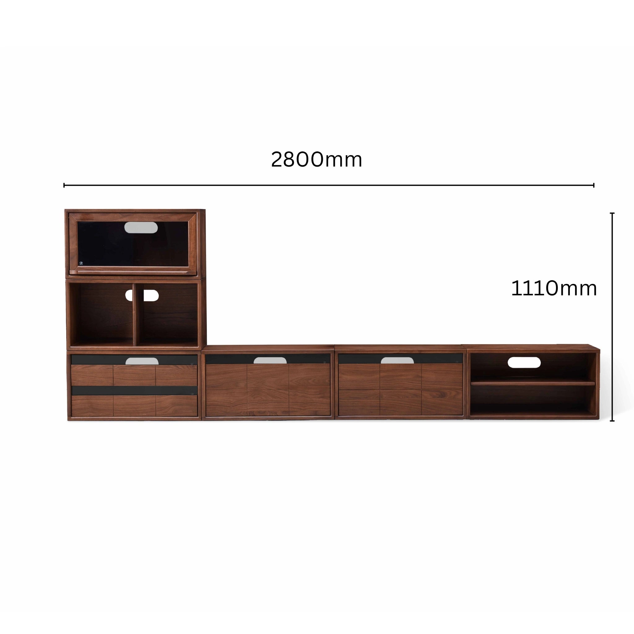 Solidwood Luxembourg Set of 6 Modular Entertainment Unit, American Black Walnut
