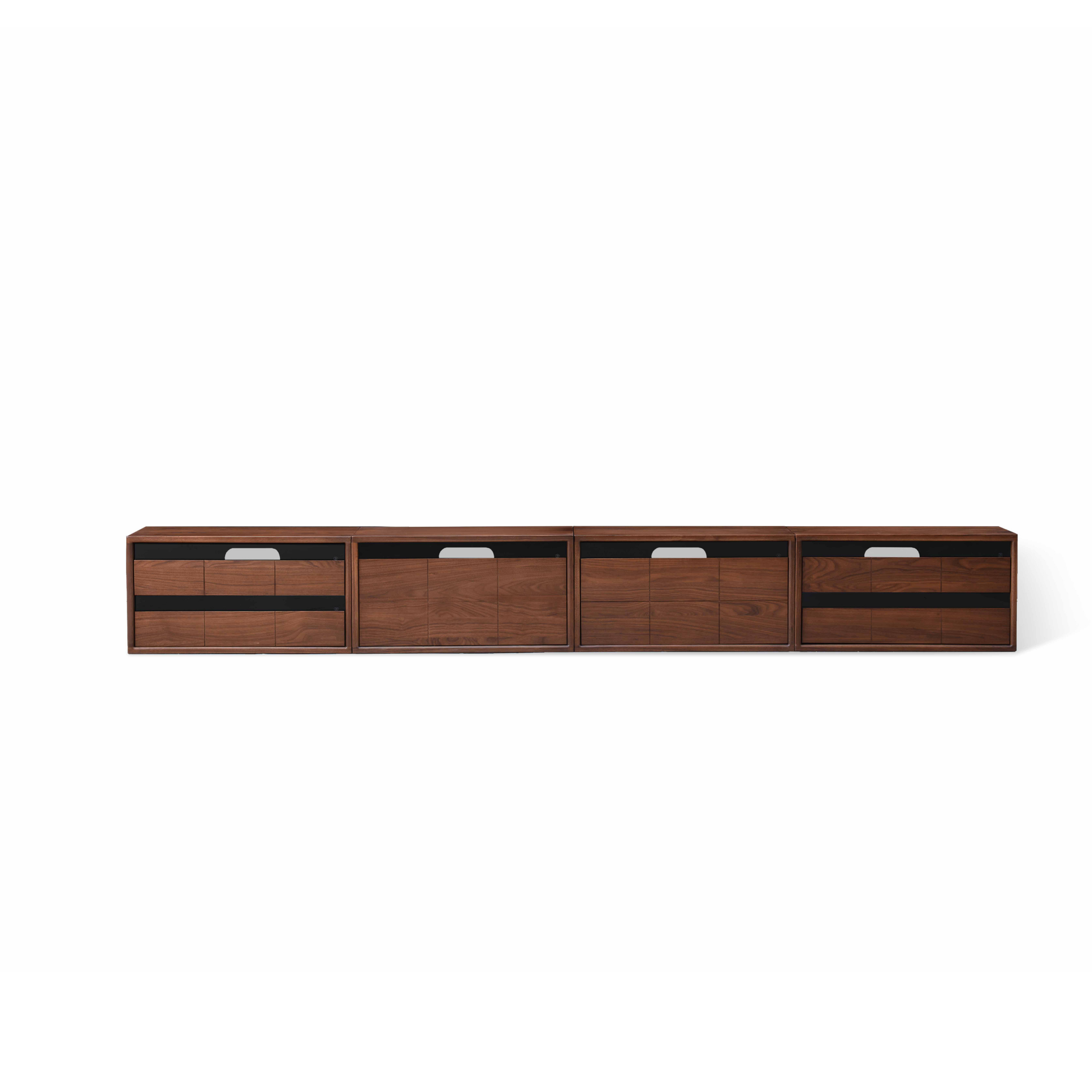 Solidwood Luxembourg Set of 4 Modular Entertainment Unit, American Black Walnut