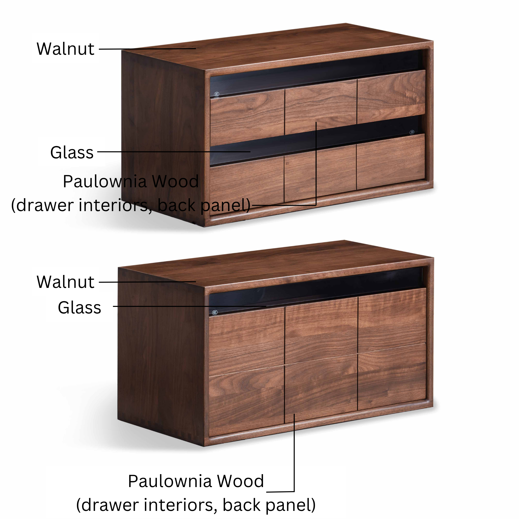 Solidwood Luxembourg Set of 4 Modular Entertainment Unit, American Black Walnut