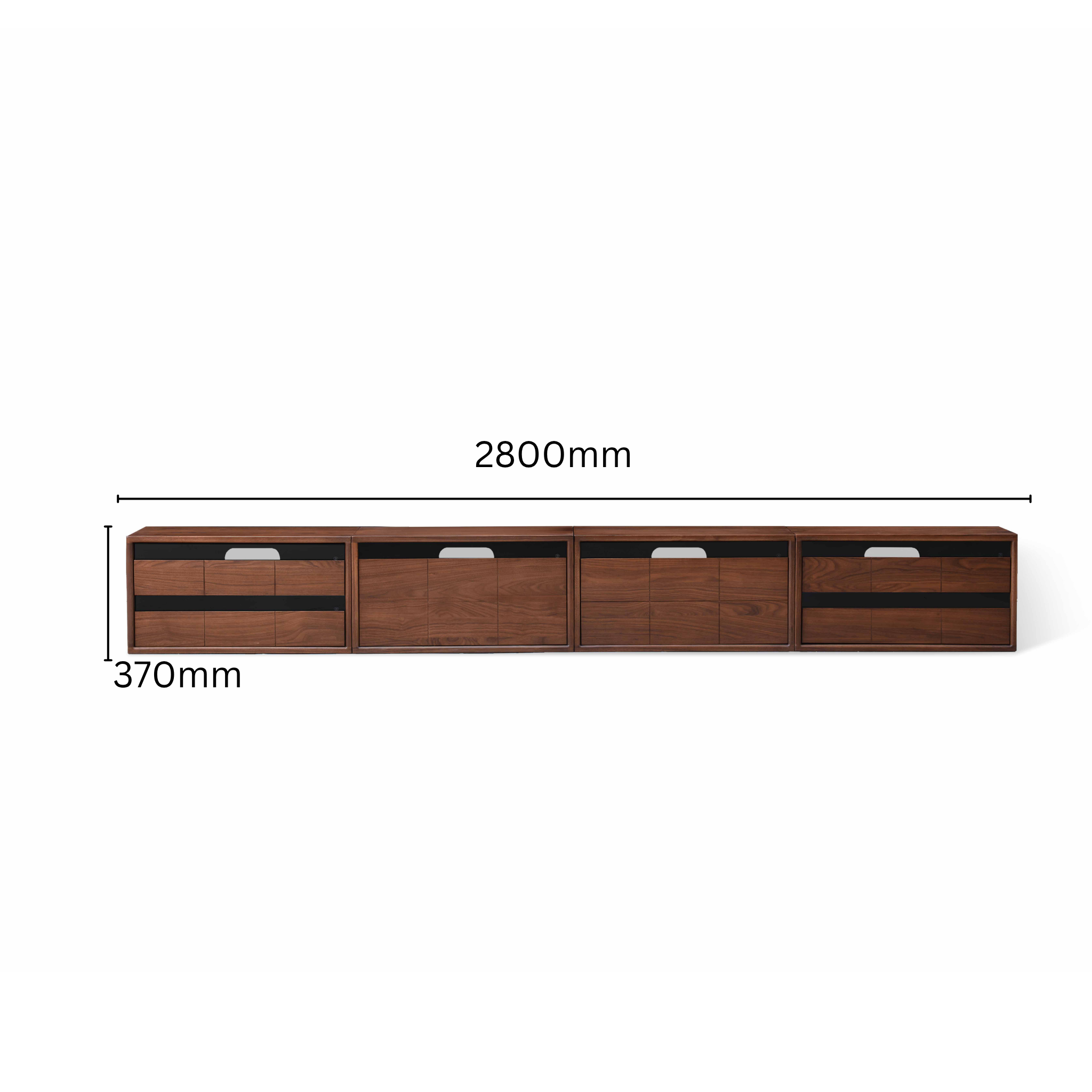 Solidwood Luxembourg Set of 4 Modular Entertainment Unit, American Black Walnut