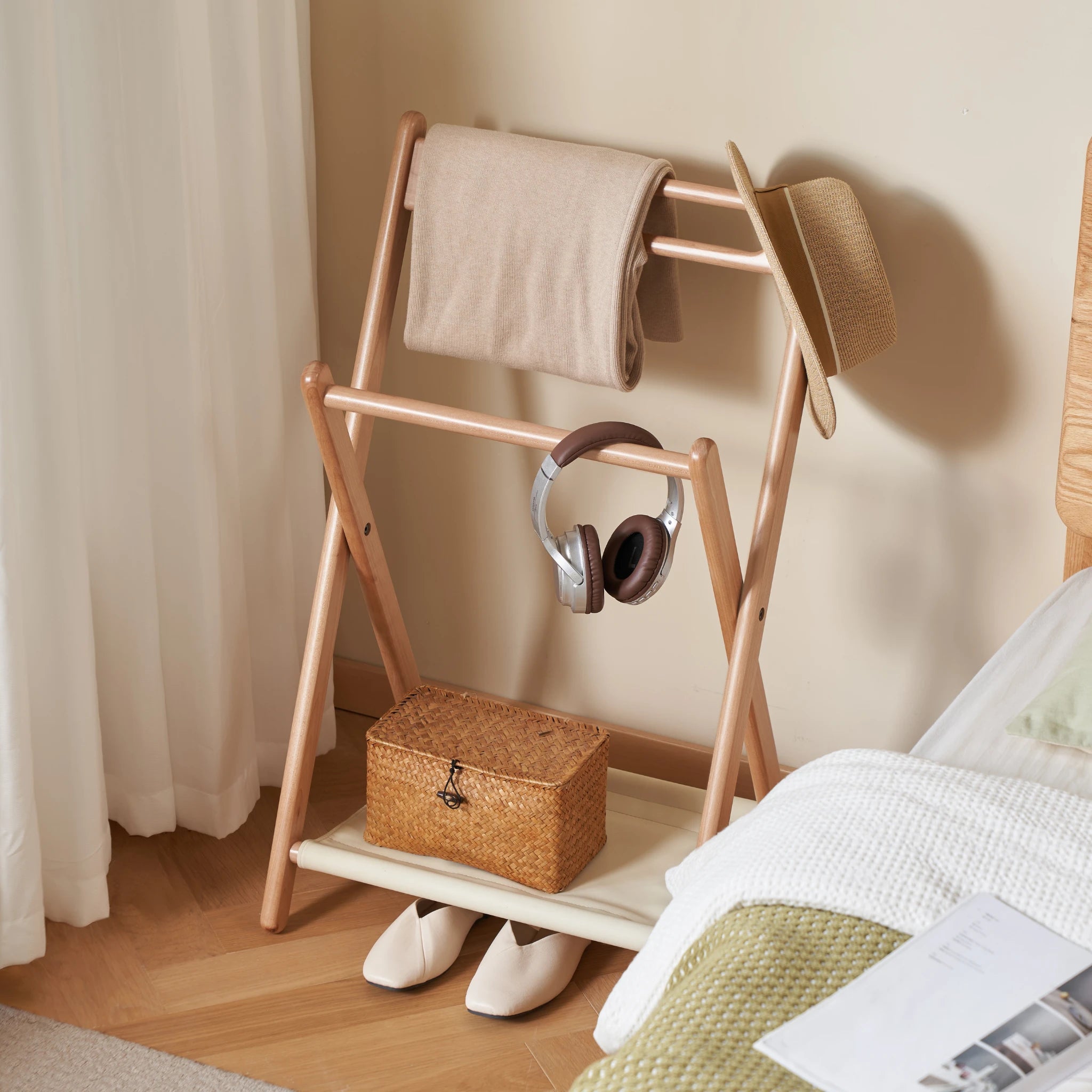 Solidwood Mia Foldable Clothes Rack, Premium Birch